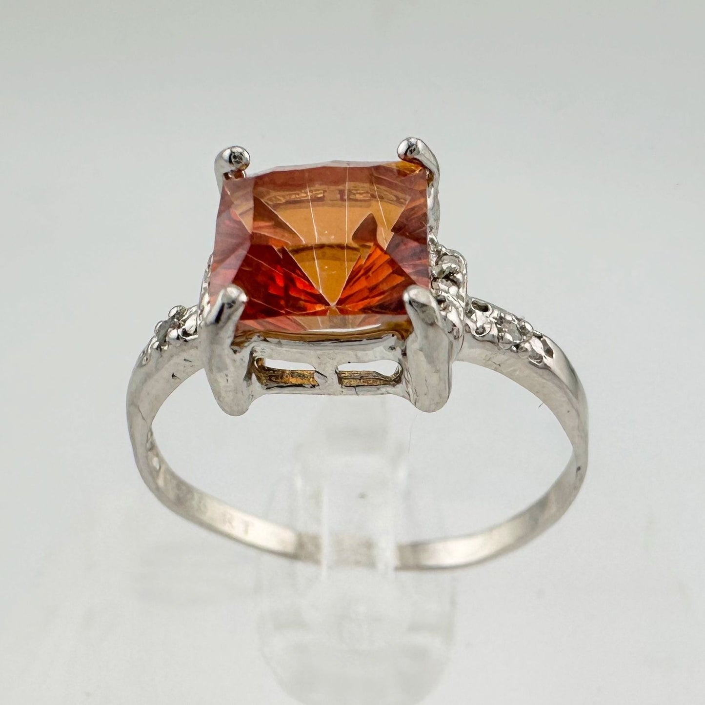 2.05 Carat Imperial Topaz  Ring with Diamond Accent  Size 7.25