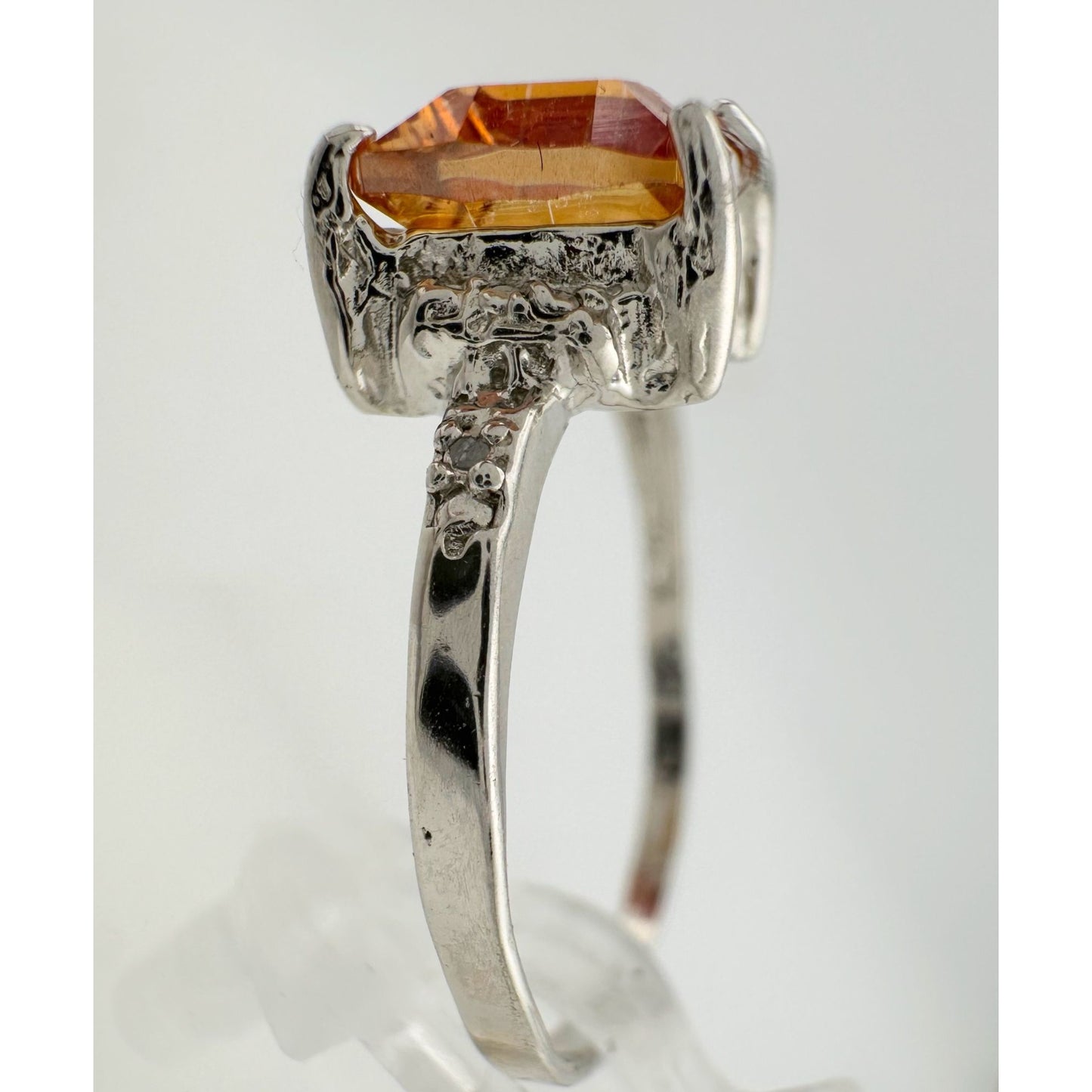 2.05 Carat Imperial Topaz  Ring with Diamond Accent  Size 7.25