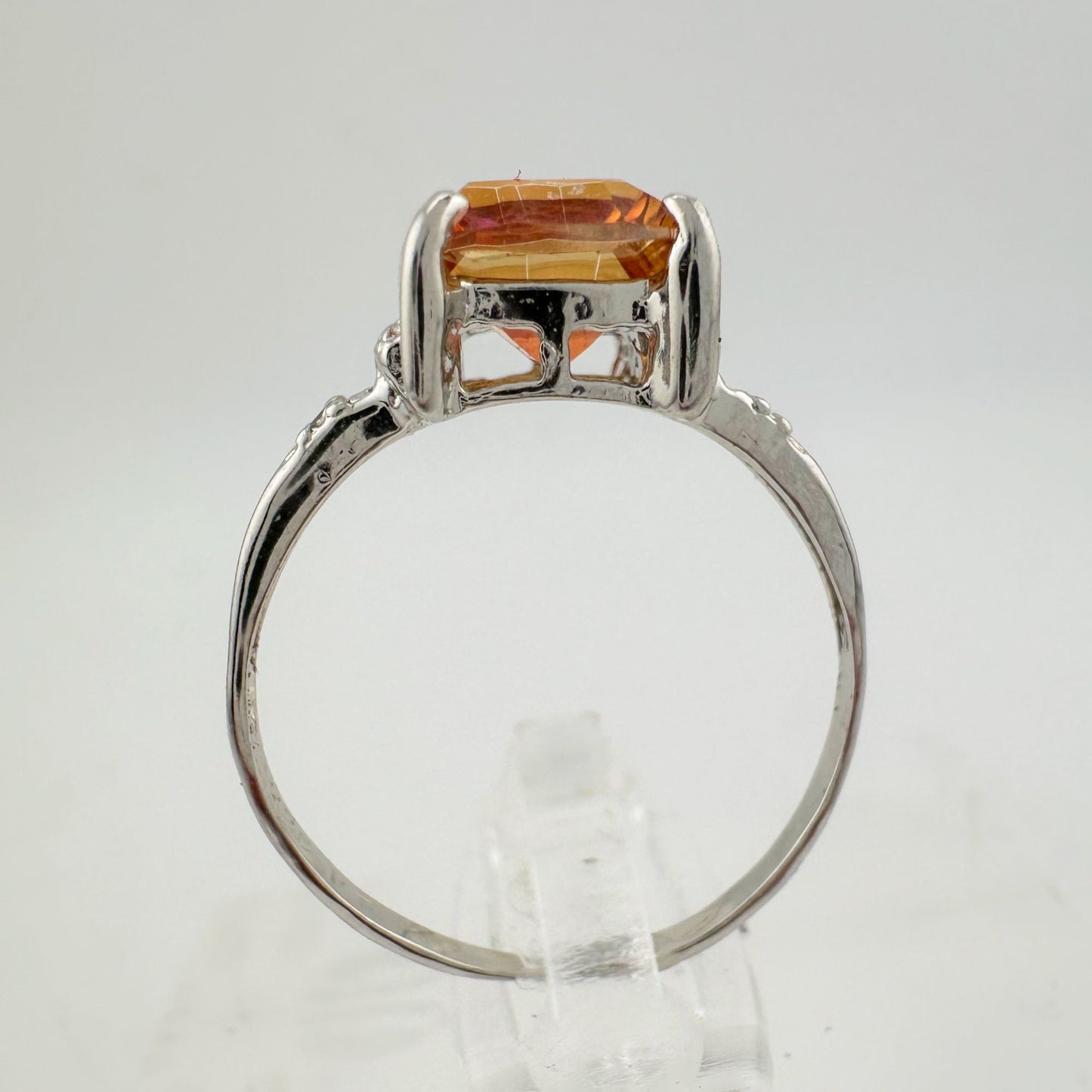 2.05 Carat Imperial Topaz  Ring with Diamond Accent  Size 7.25