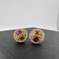 Painters Palette Gemstone Stud Earrings Sterling silver with 14kt Gold Overlay