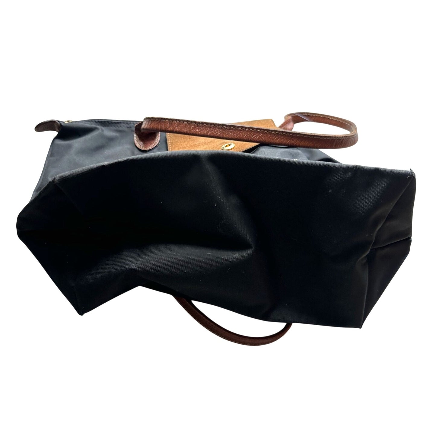Longchamp Le Pliage Shopping MODÈLE DÉPOSÉ Black w/ Brown Leather Trim Tote Bag Longchamp  A+ Stuff Tote Bag