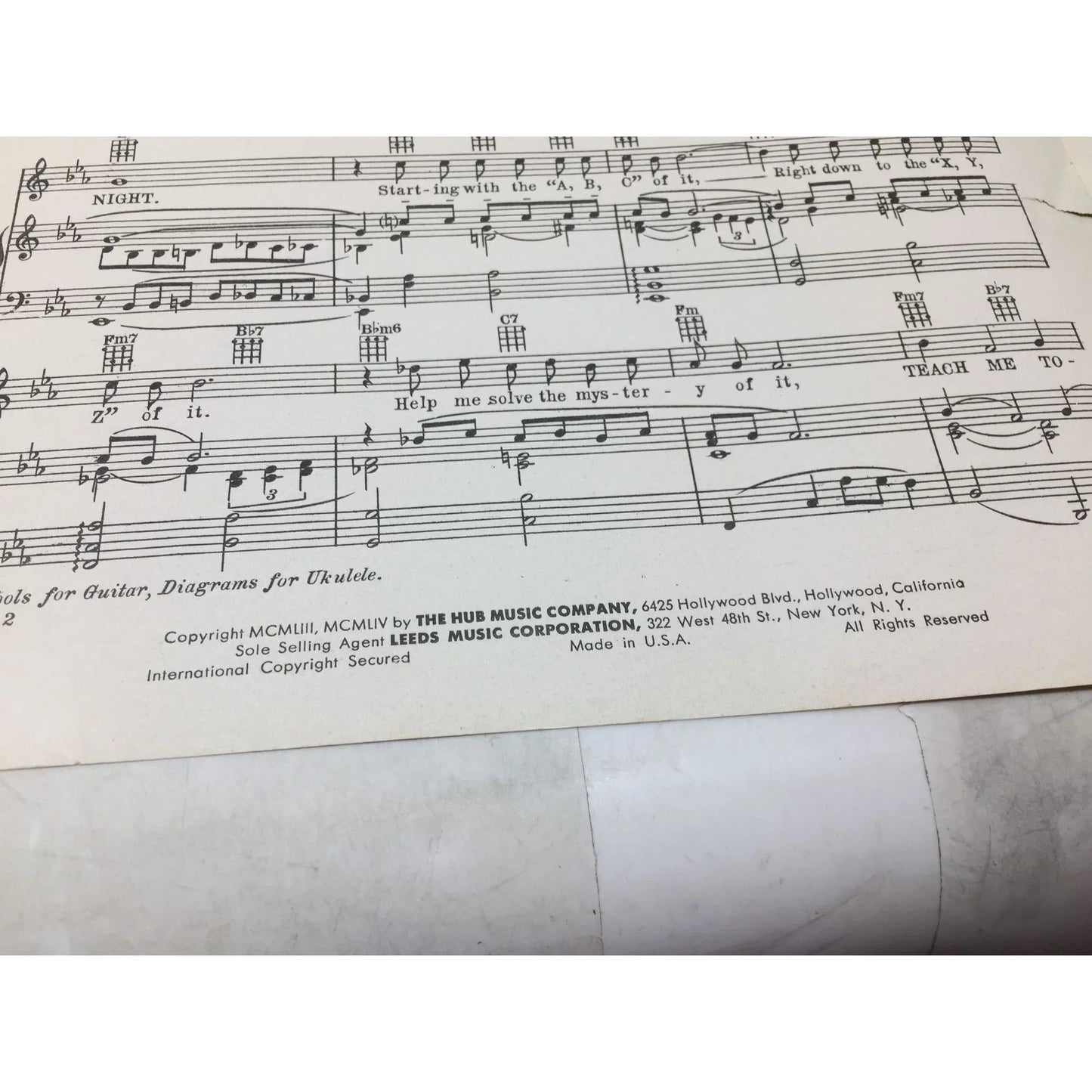 Teach me Tonight by Sammy Cahn and Gene De Paul - Vintage Sheet Music - A+ Stuff - SHEET MUSIC - A+ Stuff