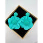 Teal Cloth Flower Earrings - CUTE! - Unbranded - A+ Stuff