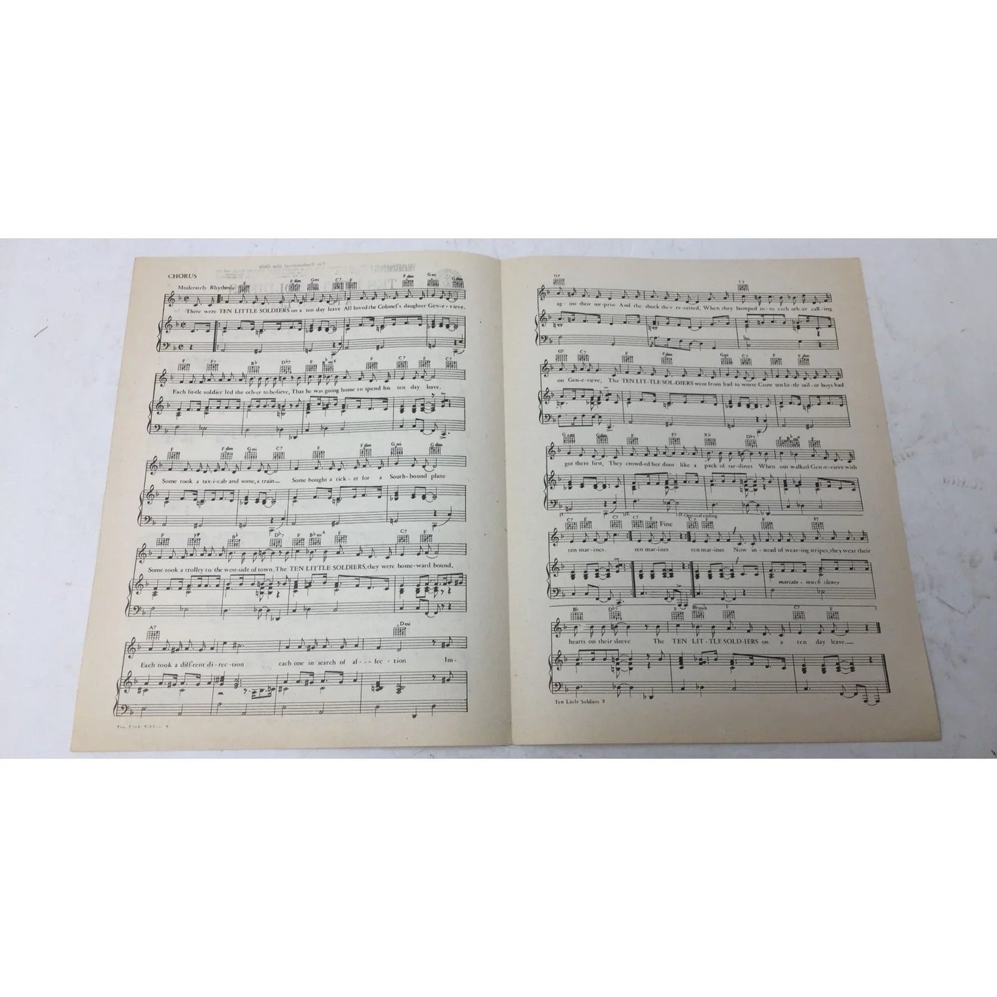 ''Ten Little Soldiers (On a ten day leave)'' Vintage 1942 Sheet Music - A+ Stuff - sheet music - A+ Stuff