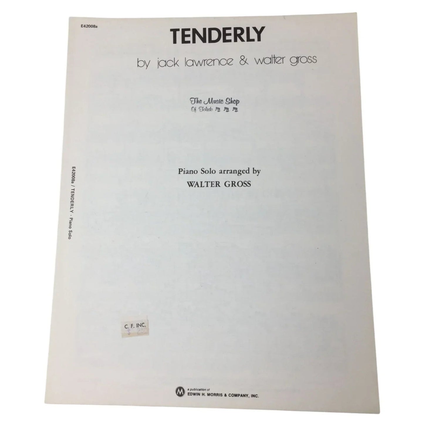 Tenderly by Jack Lawrence and Walter Gross - A+ Stuff - SHEET MUSIC - A+ Stuff