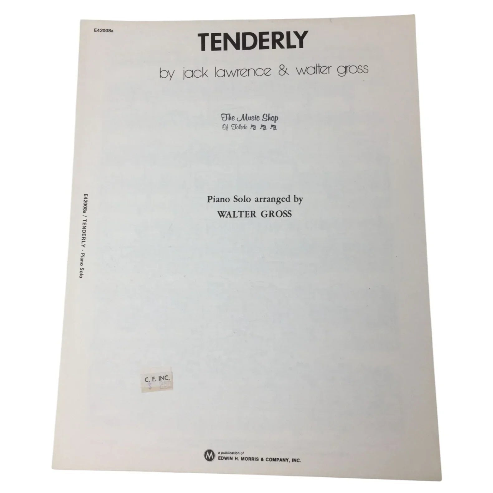 Tenderly by Jack Lawrence and Walter Gross - A+ Stuff - SHEET MUSIC - A+ Stuff