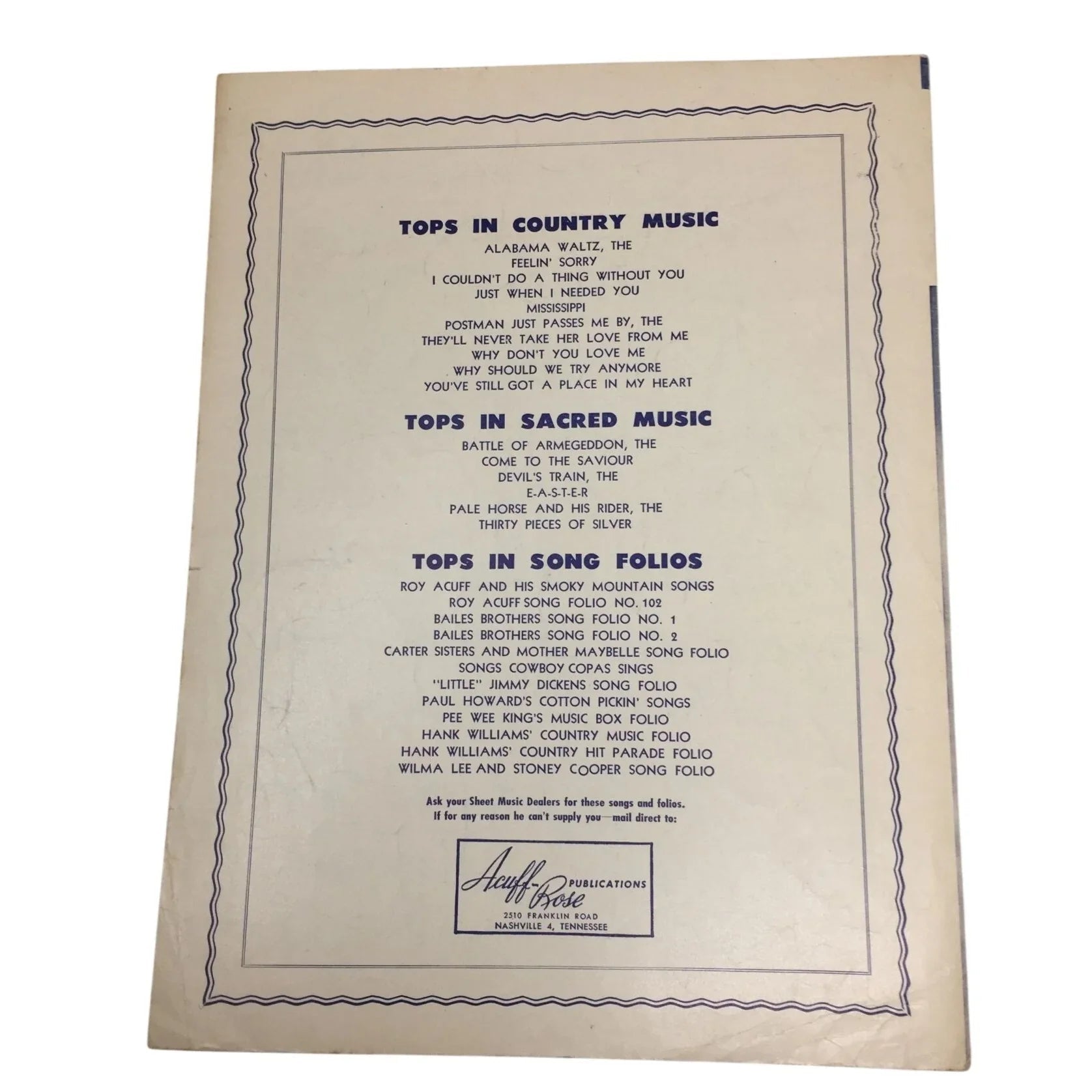 TENNESSEE WALTZ BY REDD STEWART AND PEE WEE KING - A+ Stuff - SHEET MUSIC - A+ Stuff