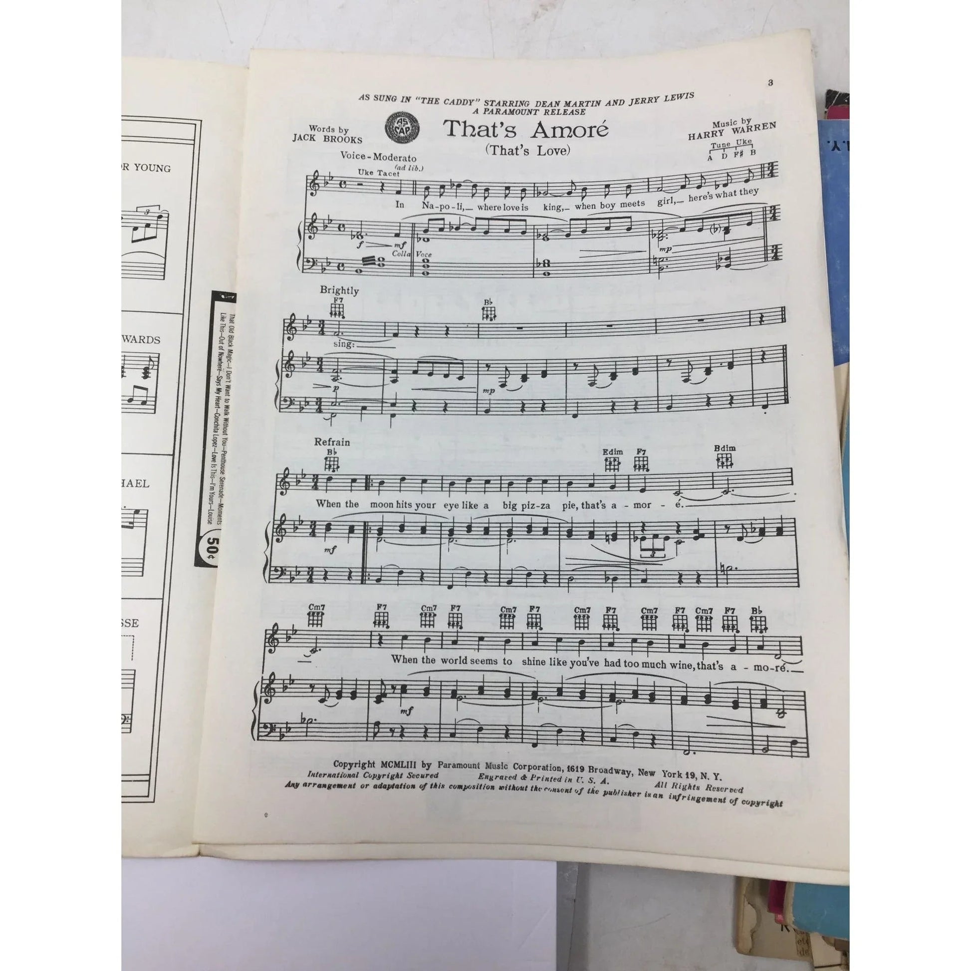 ''That's Amore (That's Love)'' by Jack Brooks and Harry Warren - A+ Stuff - Sheet Music - A+ Stuff