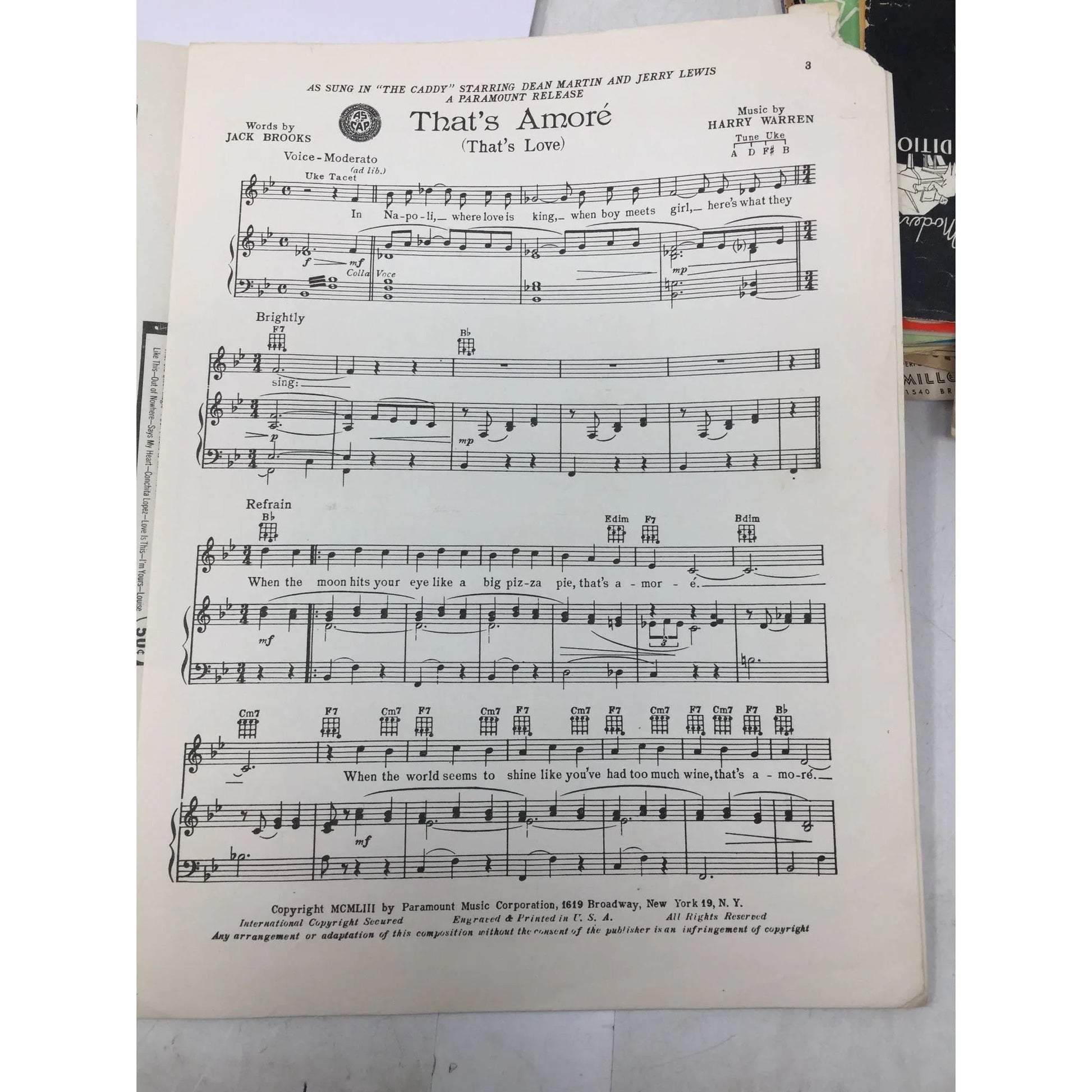 ''That's Amore (That's Love)'' by Jack Brooks and Harry Warren - A+ Stuff - SHEET MUSIC - A+ Stuff