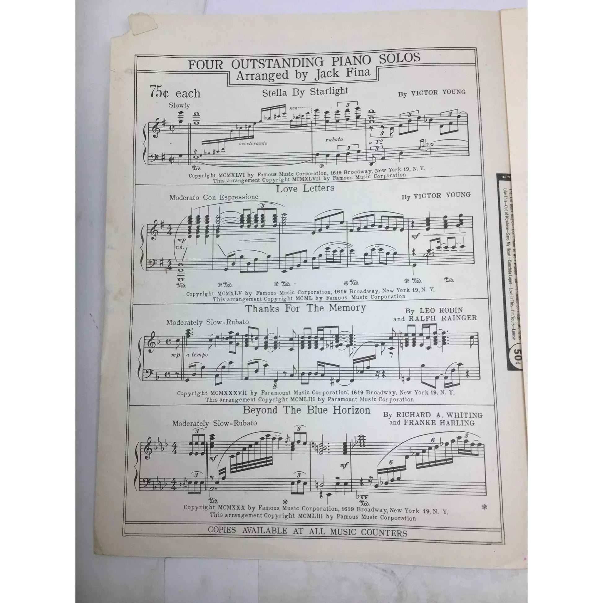 ''That's Amore (That's Love)'' by Jack Brooks and Harry Warren - A+ Stuff - SHEET MUSIC - A+ Stuff