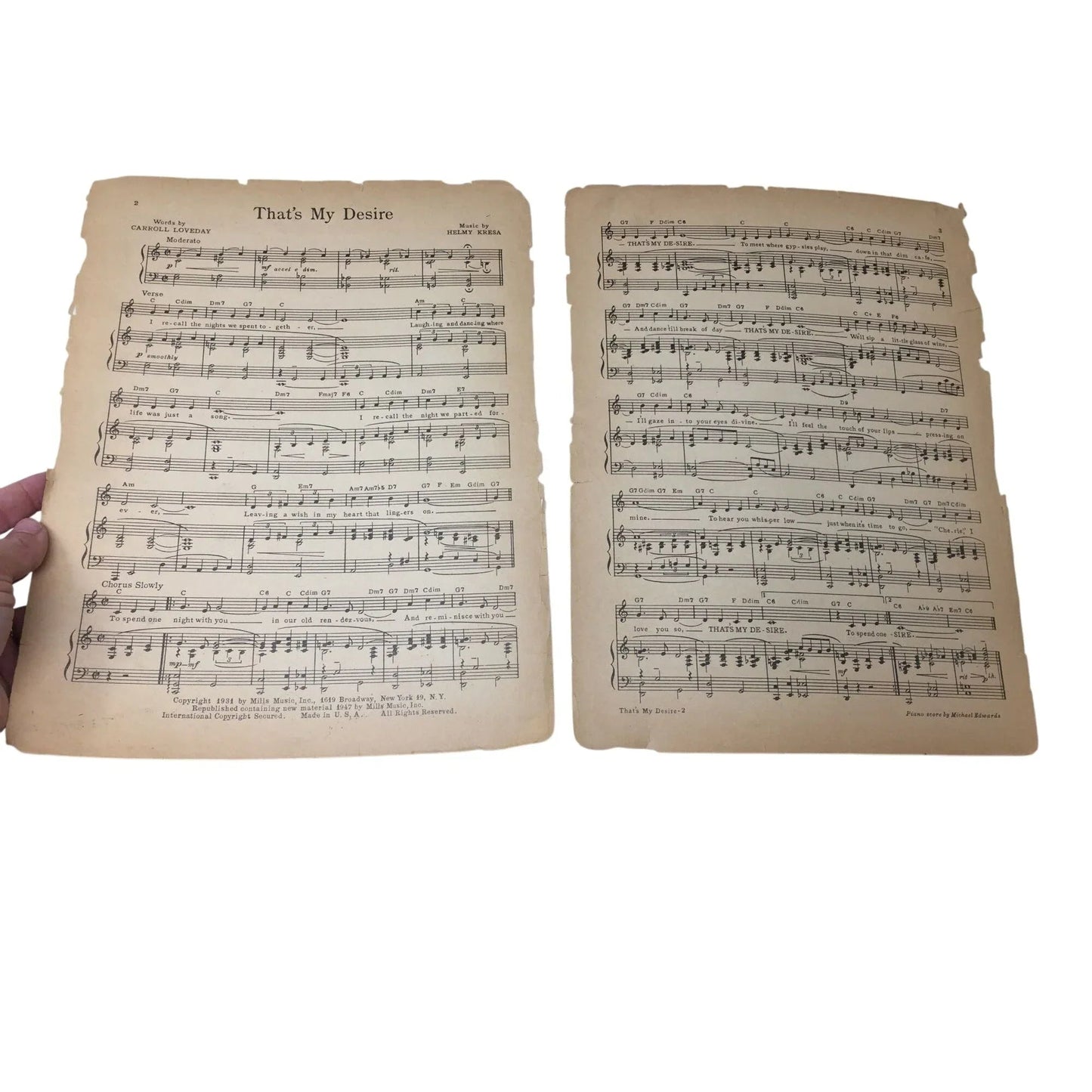 ''THAT'S MY DESIRE'' by Carroll Loveday and Helmy Kresa - A+ Stuff - SHEET MUSIC - A+ Stuff