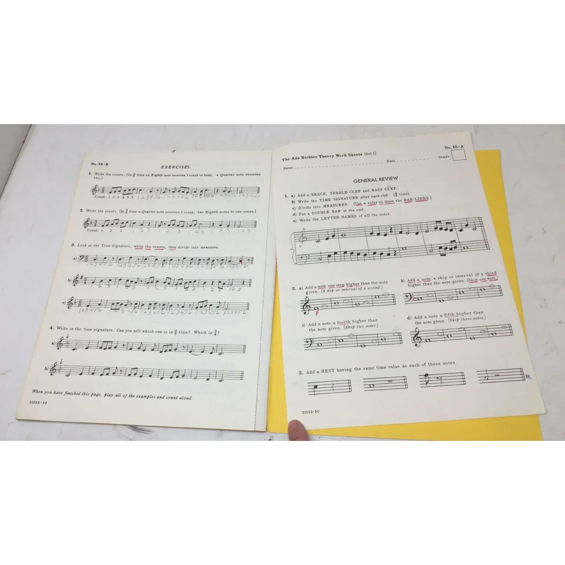 The Ada Richter Piano Course & Theory Work Sheets Vintage Music books - A+ Stuff - Sheet Music - A+ Stuff