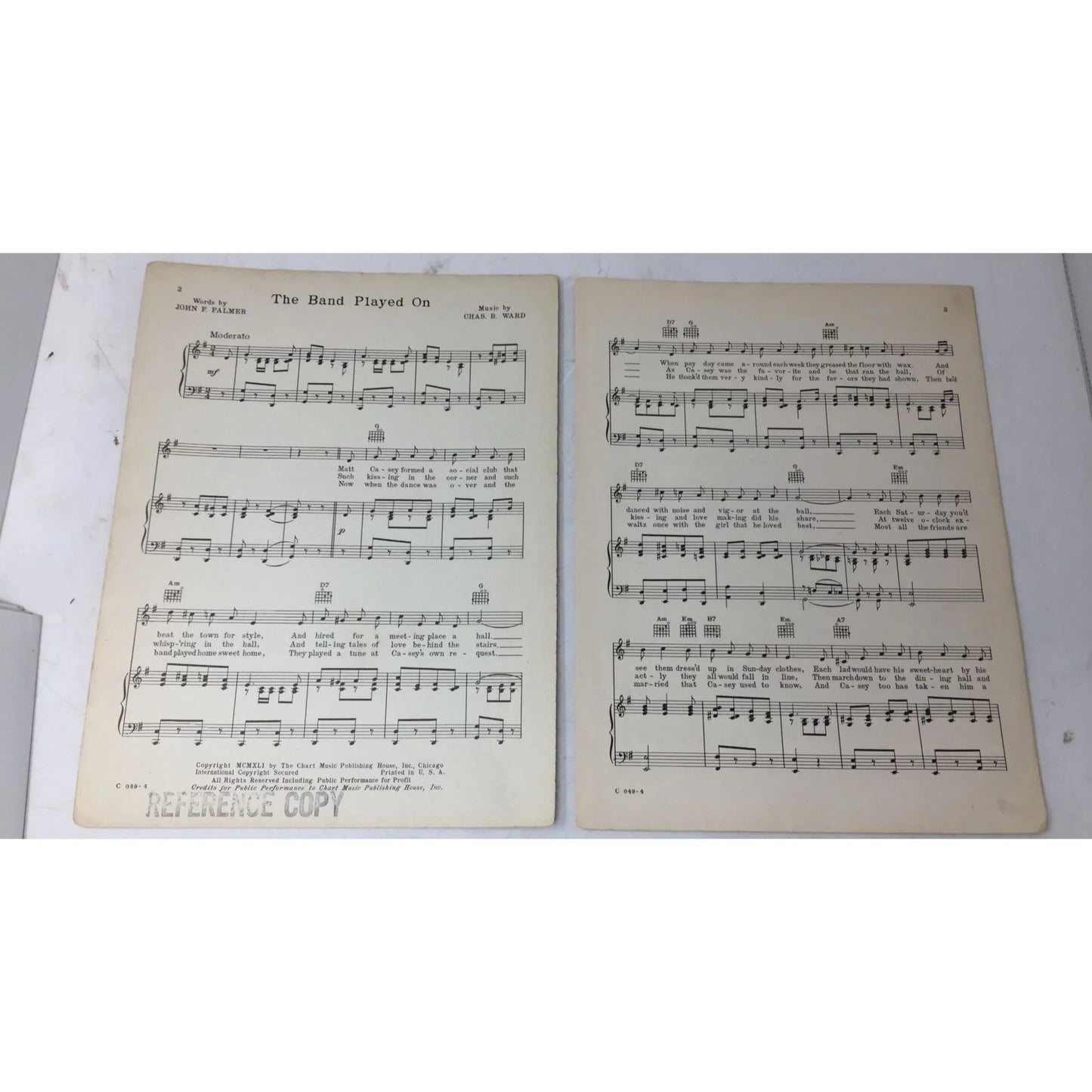 ''THE BAND PLAYED ON'' (with Guitar Chords) Vintage Sheet music - A+ Stuff - sheet music - A+ Stuff