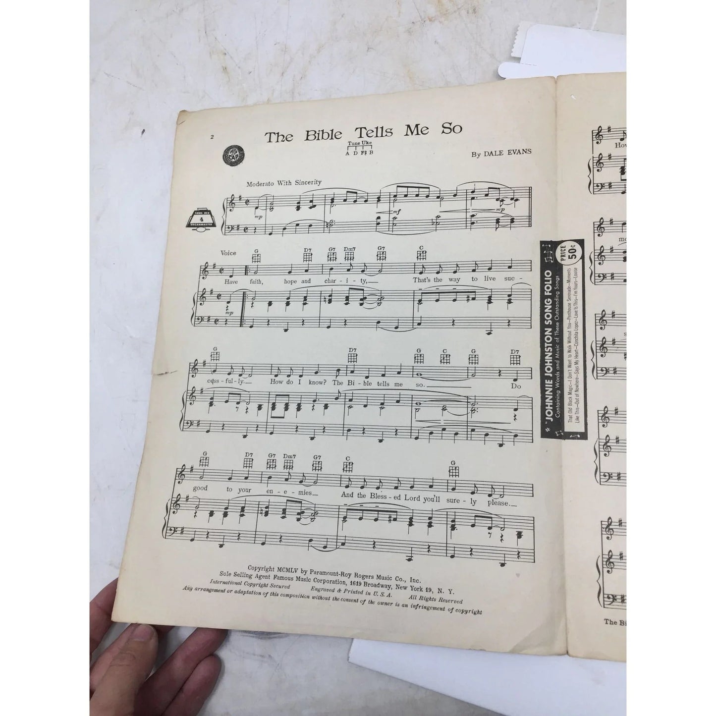 ''THE BIBLE TELLS ME SO'' WORDS AND MUSIC BY DALE EVANS - A+ Stuff - sheet music - A+ Stuff