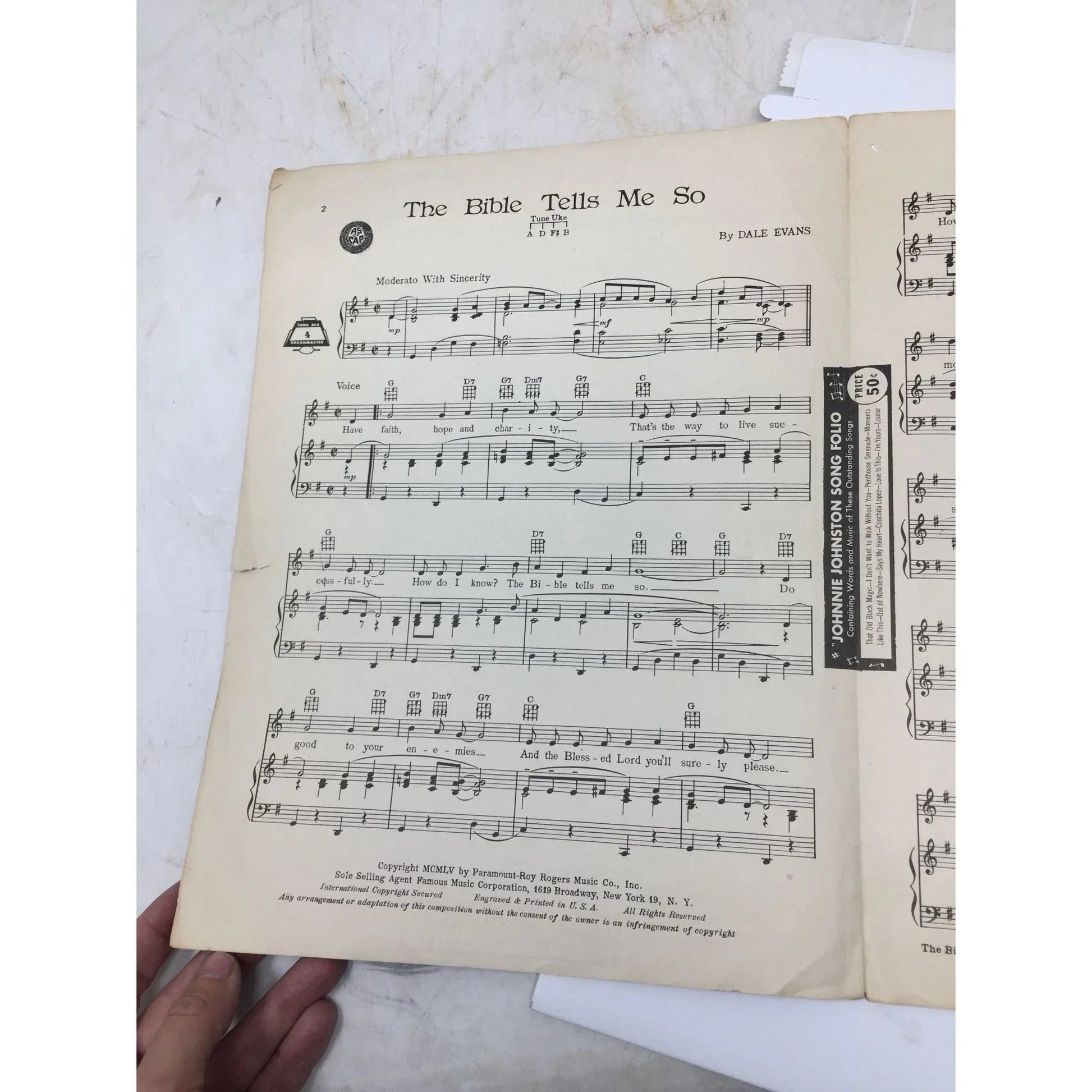 ''THE BIBLE TELLS ME SO'' WORDS AND MUSIC BY DALE EVANS - A+ Stuff - sheet music - A+ Stuff
