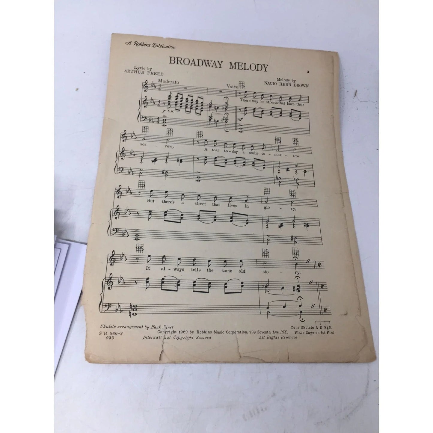 ''THE BROADWAY MELODY'' By Arthur Freed and Nacio Herb Brown - A+ Stuff - SHEET MUSIC - A+ Stuff