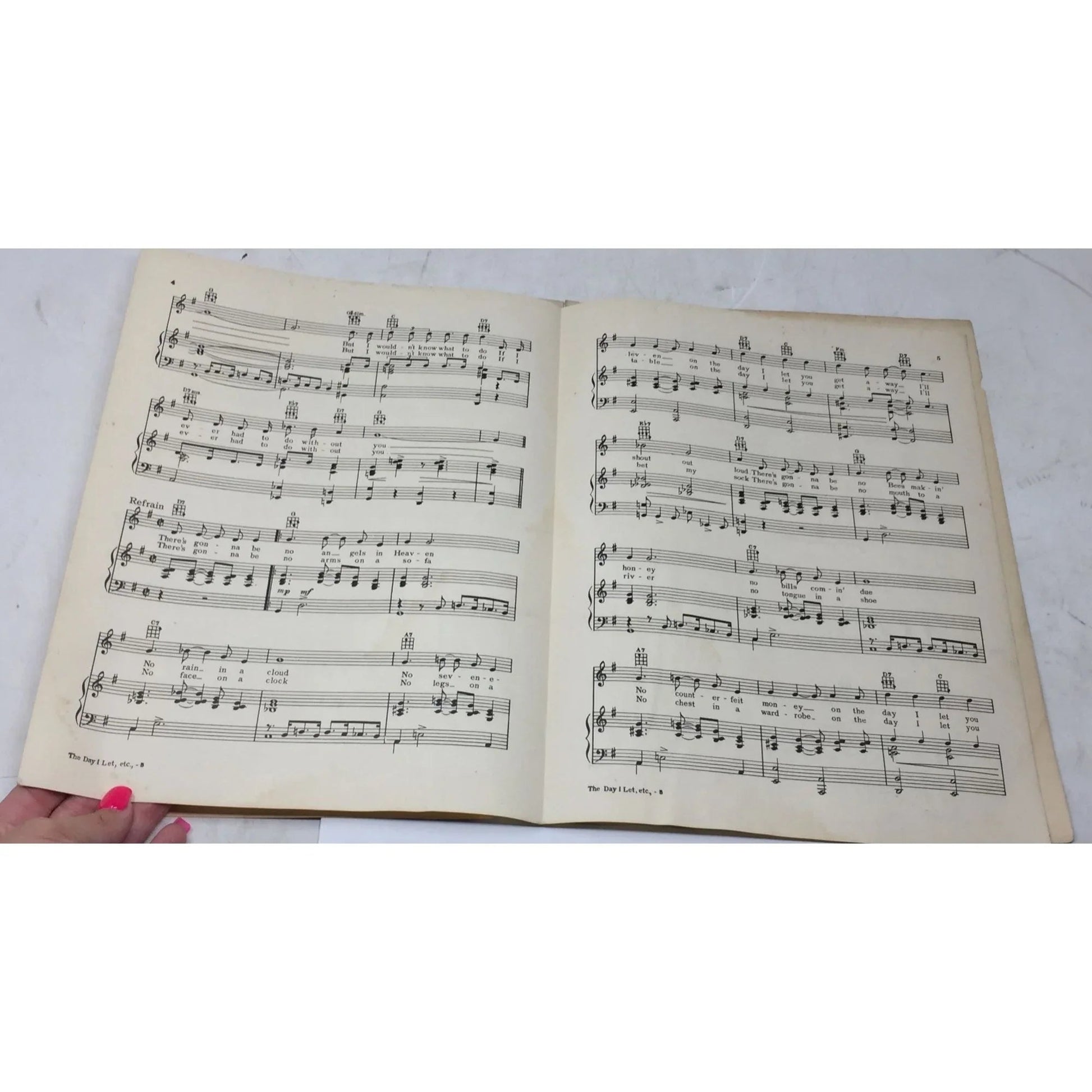 ''The Day I Let You Get Away'' Vintage Sheet Music - Popular Melodies inc - SHEET MUSIC - A+ Stuff