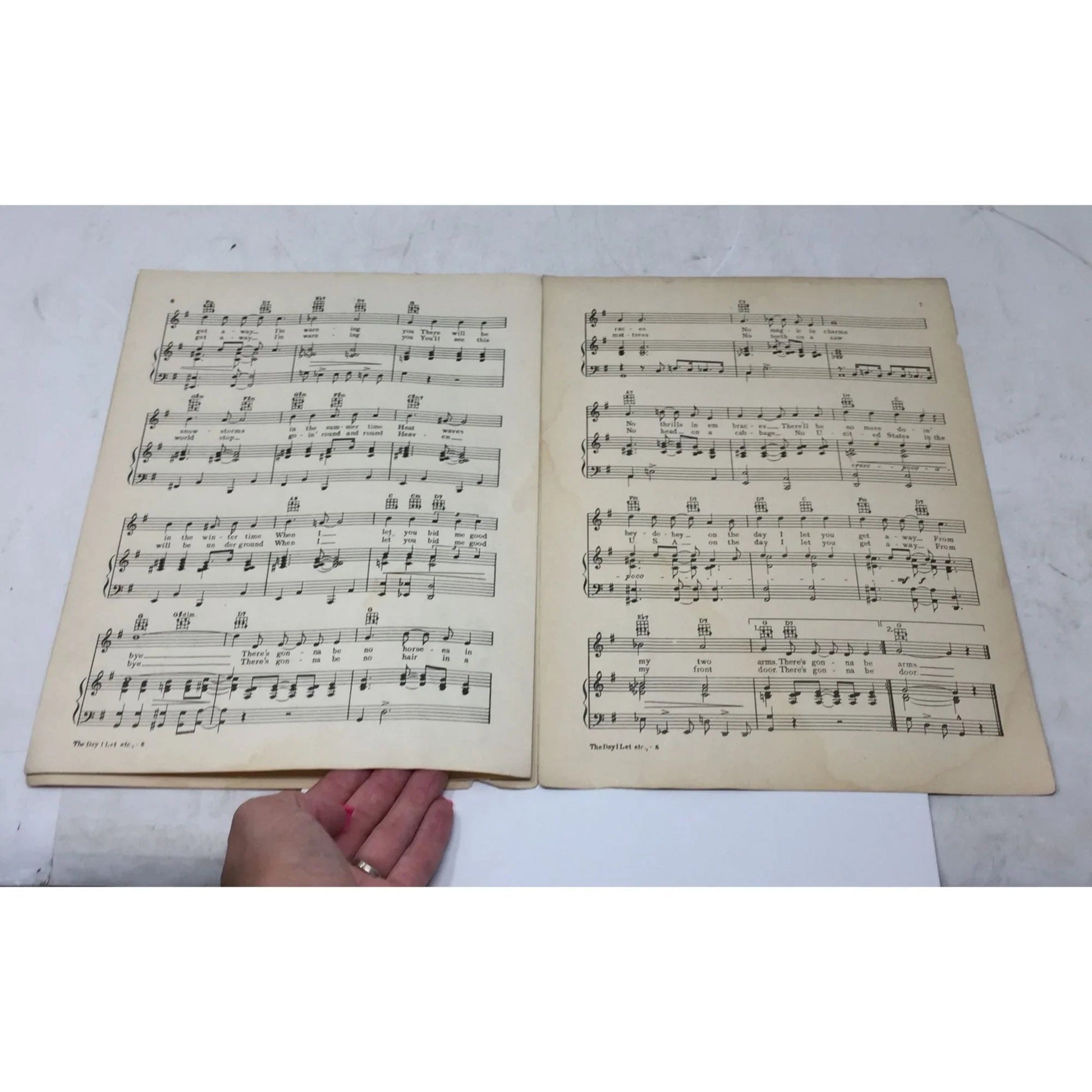 ''The Day I Let You Get Away'' Vintage Sheet Music - Popular Melodies inc - SHEET MUSIC - A+ Stuff