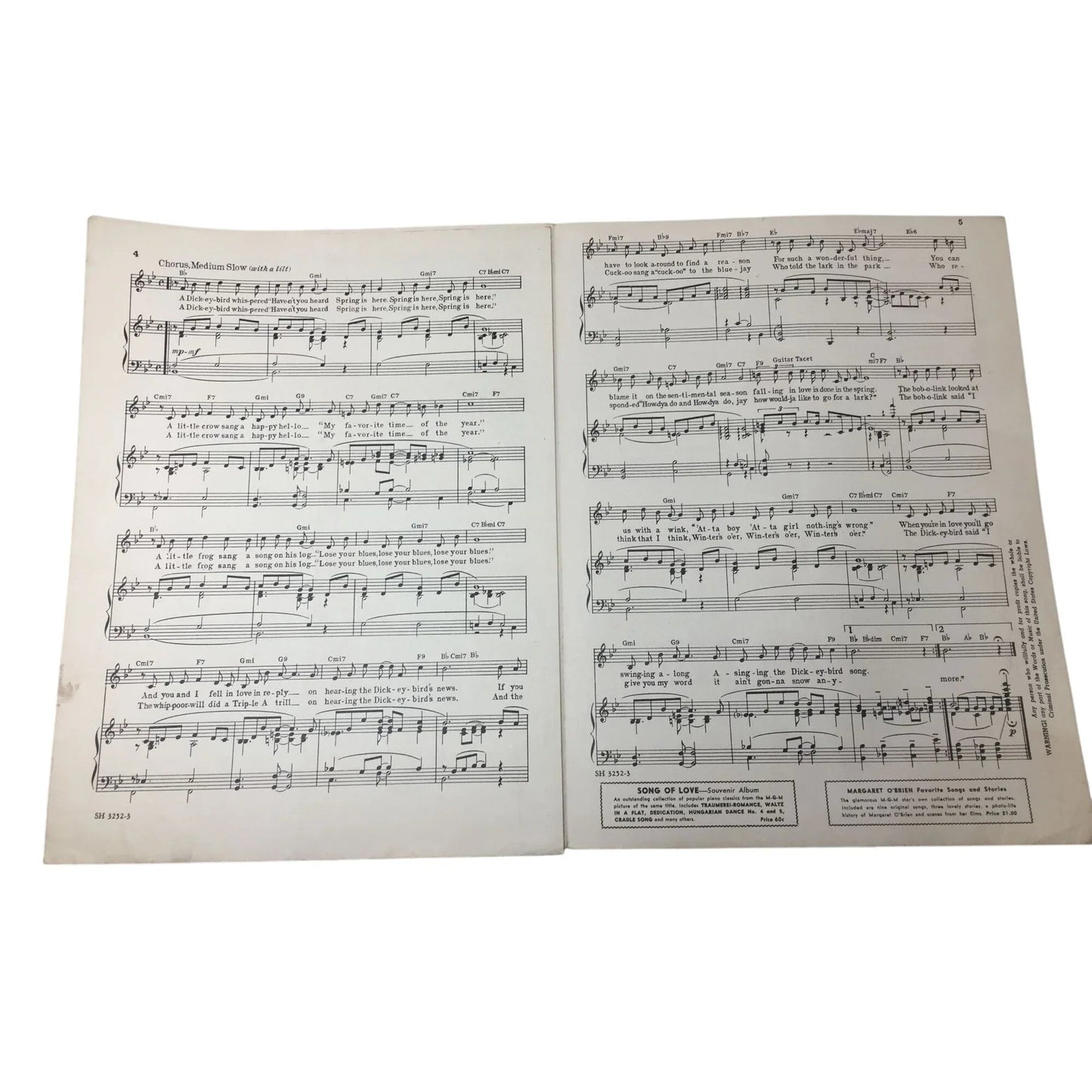 ''THE DICKEY BIRD SONG'' Vintage Sheet Music Book - A+ Stuff - SHEET MUSIC - A+ Stuff