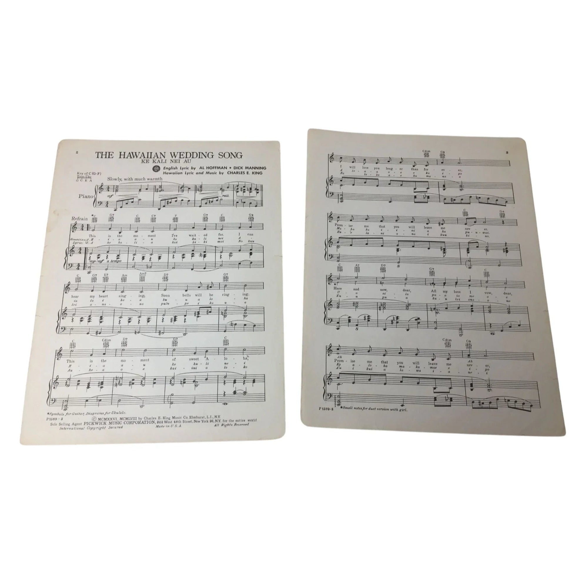 The Hawaiian Wedding Song Ke Kali Nei Au Vintage Sheet Music - A+ Stuff - SHEET MUSIC - A+ Stuff