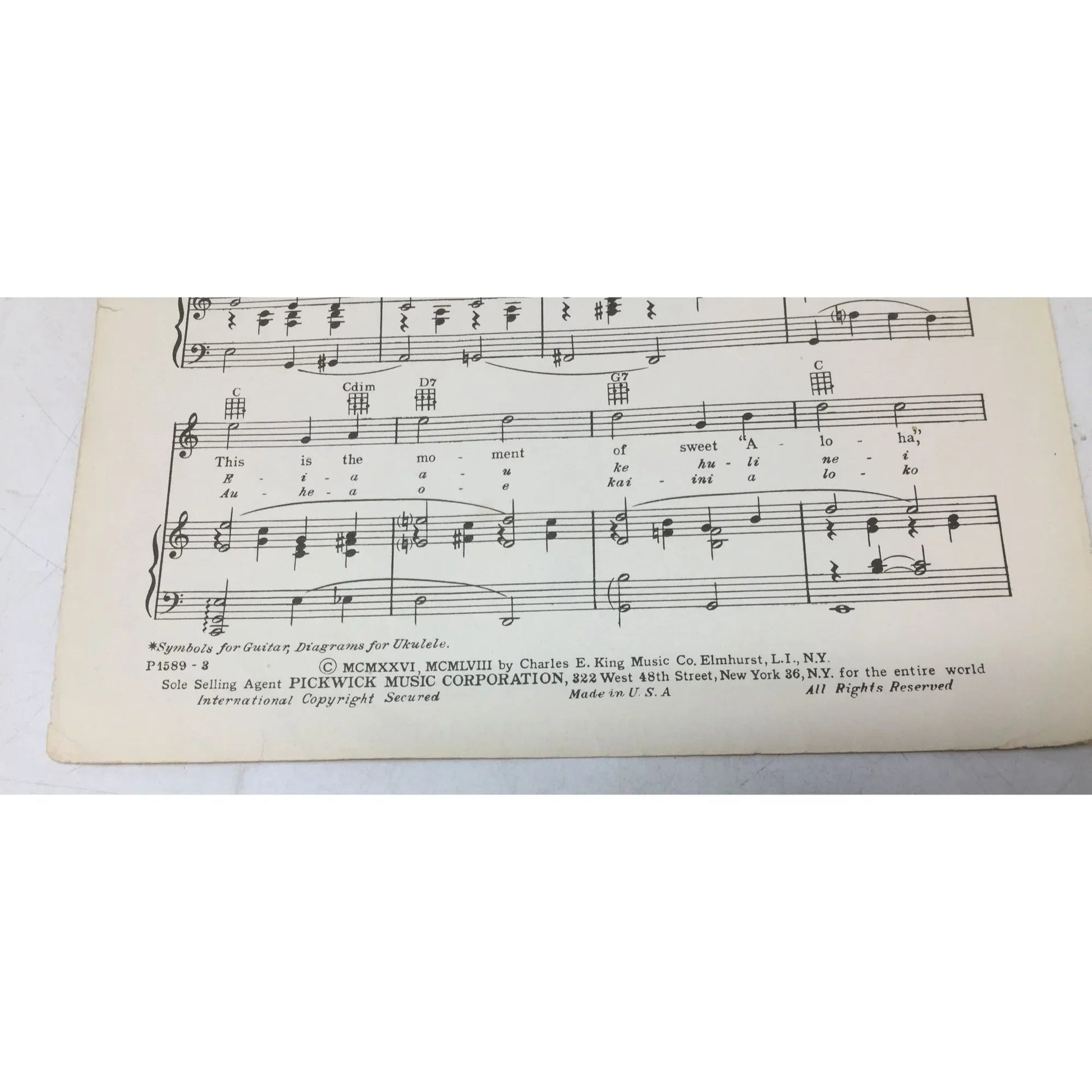 The Hawaiian Wedding Song Ke Kali Nei Au Vintage Sheet Music - A+ Stuff - SHEET MUSIC - A+ Stuff