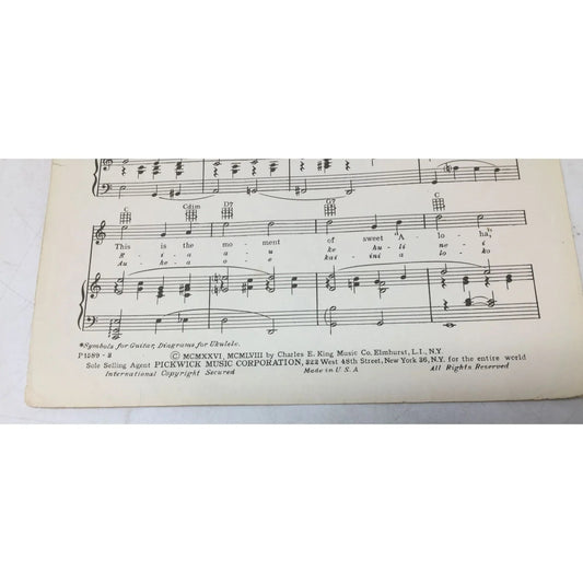 The Hawaiian Wedding Song Ke Kali Nei Au Vintage Sheet Music - A+ Stuff - SHEET MUSIC - A+ Stuff
