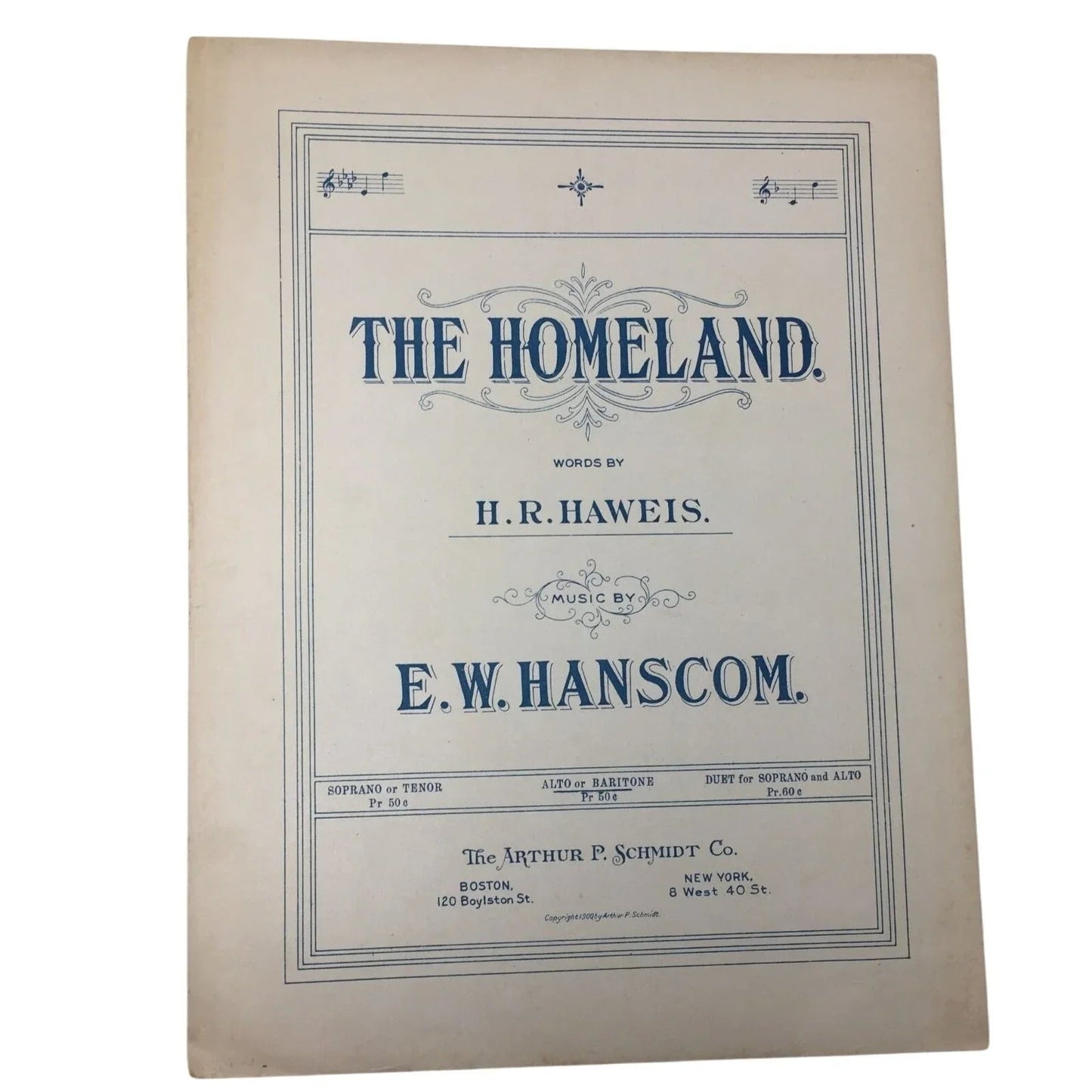 ''The Homeland'' by H. R. Haweis and E. W. Hanscom - A+ Stuff - SHEET MUSIC - A+ Stuff