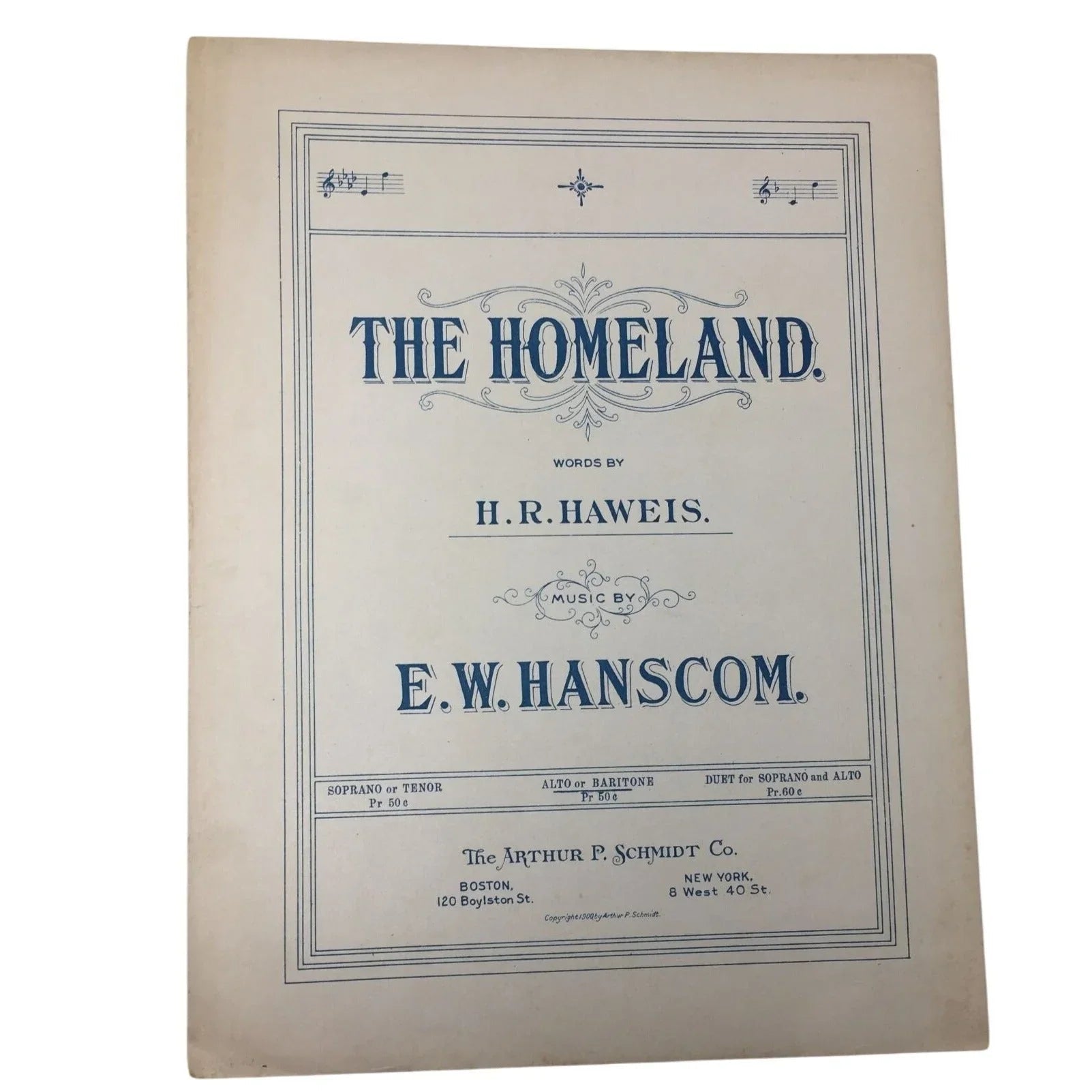 ''The Homeland'' by H. R. Haweis and E. W. Hanscom - A+ Stuff - SHEET MUSIC - A+ Stuff