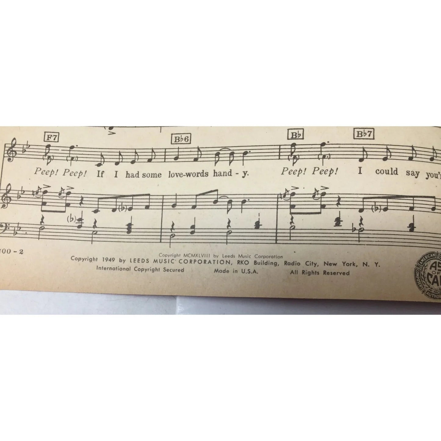 THE HOT CANARY VINTAGE 1949 SHEET MUSIC - A+ Stuff - SHEET MUSIC - A+ Stuff
