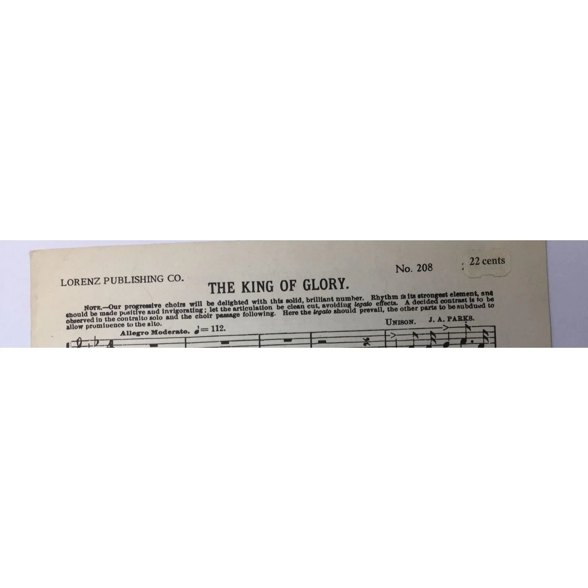 ''THE KING OF GLORY'' Sheet Music book - A+ Stuff - SHEET MUSIC - A+ Stuff