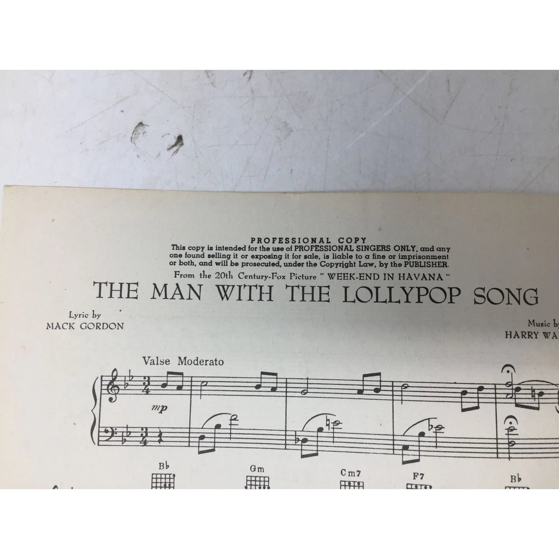 ''The Man with the Lollypop Song'' Vintage 1941 Sheet Music - Bregman Vocco and Conn inc - sheet music - A+ Stuff