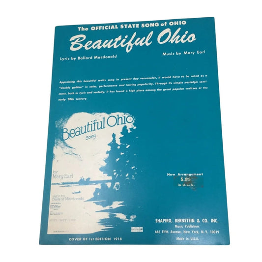 The Official State Song of Ohio ''Beautiful Ohio'' Sheet Music - A+ Stuff - sheet music - A+ Stuff