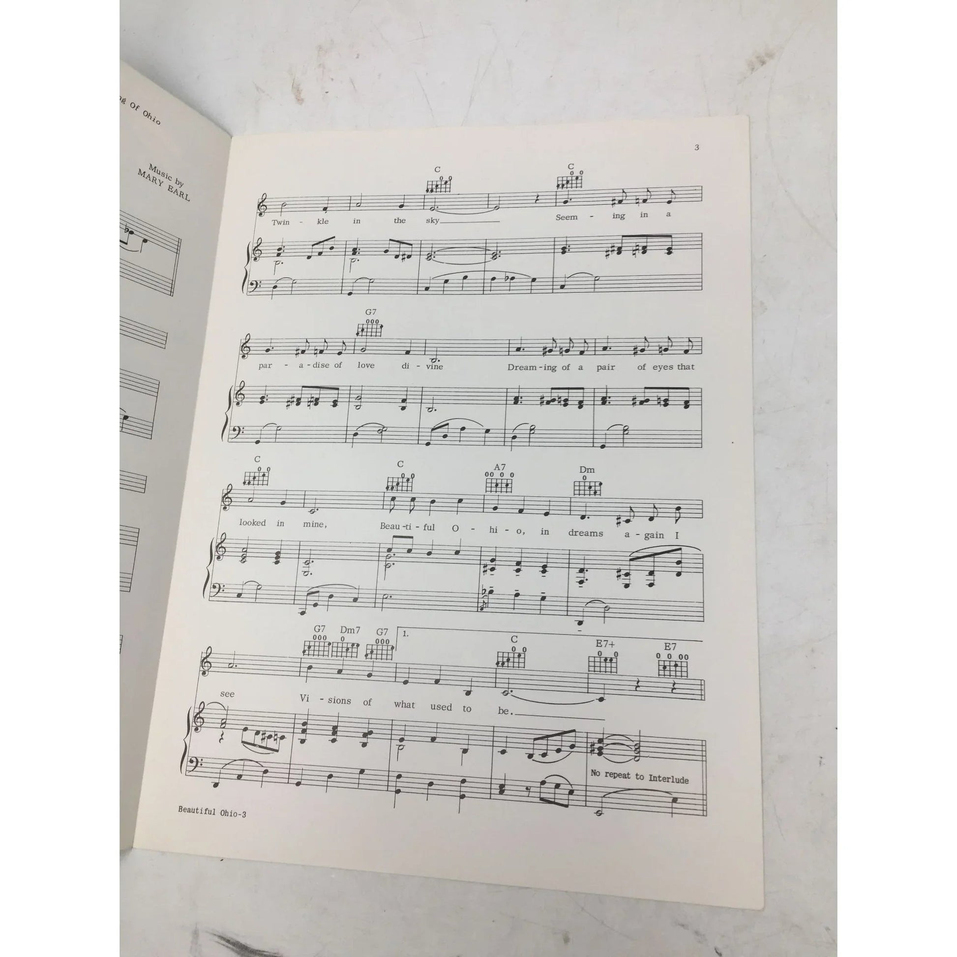 The Official State Song of Ohio ''Beautiful Ohio'' Sheet Music - A+ Stuff - sheet music - A+ Stuff
