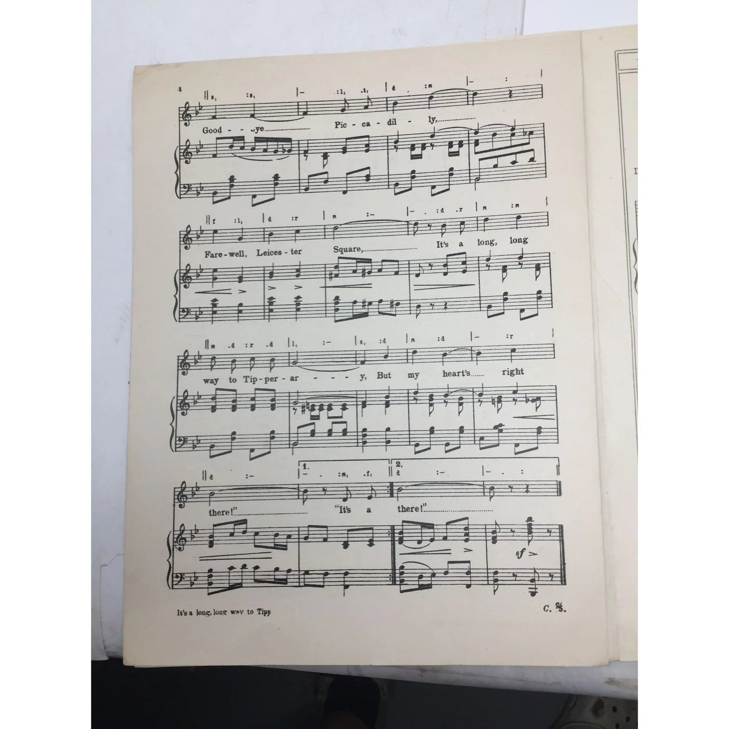 ''The Song They Sing As They March Along It's A Long, Long Way To Tipperary'' - A+ Stuff - SHEET MUSIC - A+ Stuff