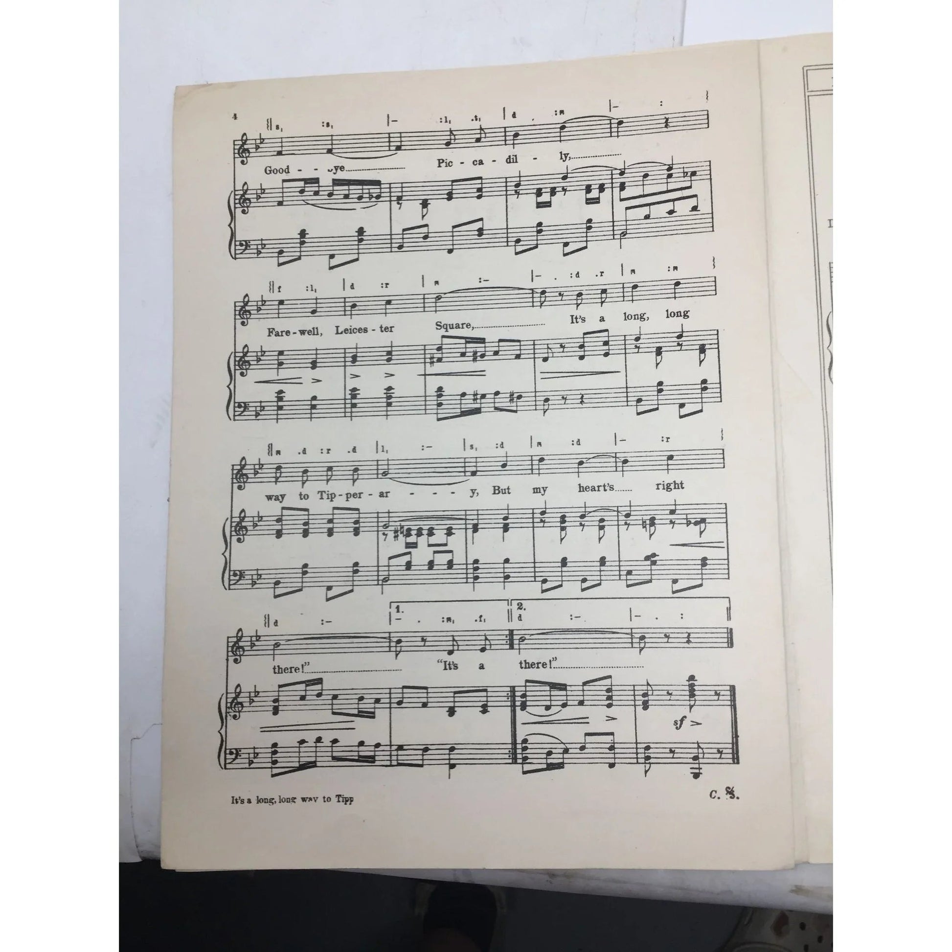 ''The Song They Sing As They March Along It's A Long, Long Way To Tipperary'' - A+ Stuff - SHEET MUSIC - A+ Stuff