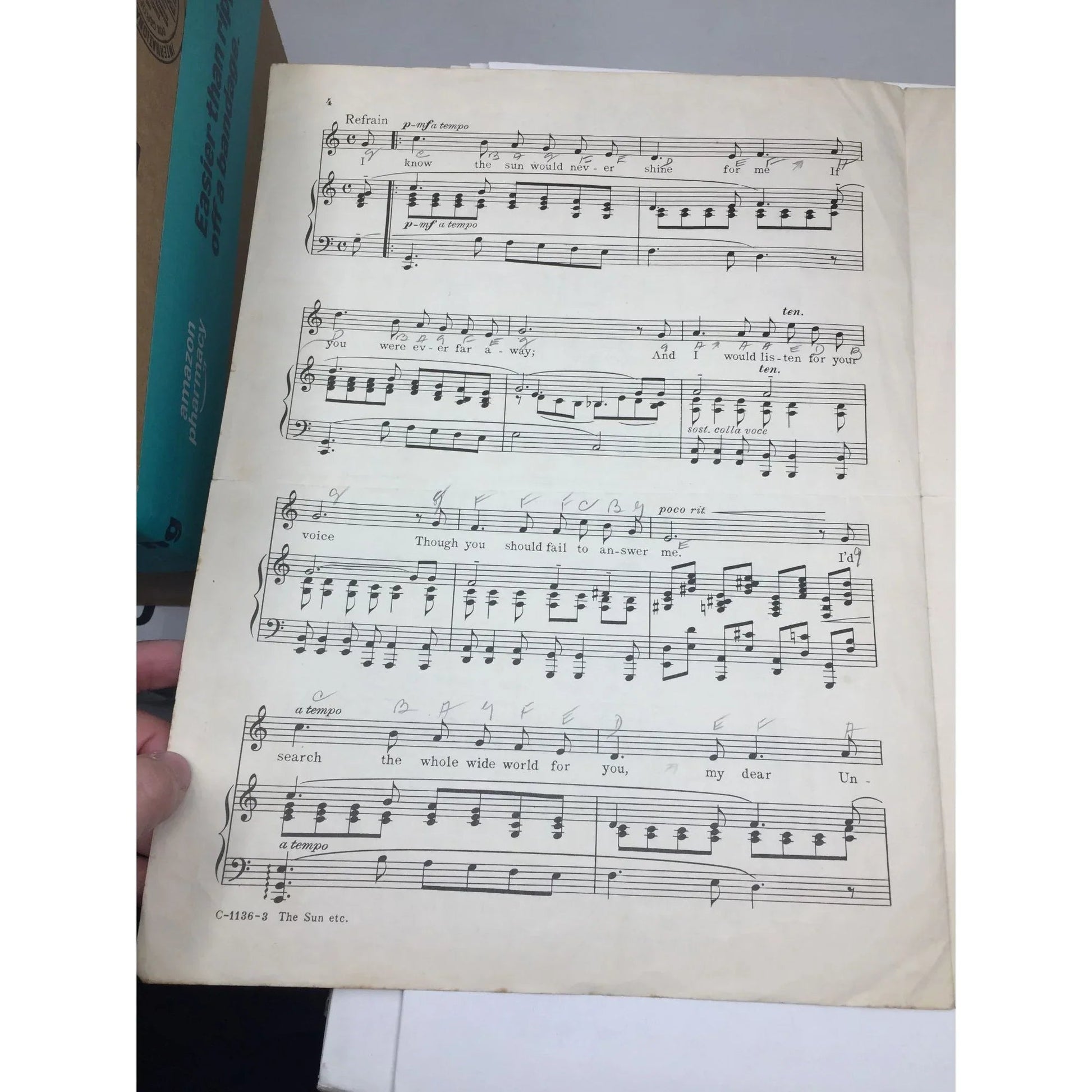 ''The Sun Would Shine Again'' Vintage Sheet music - A+ Stuff - SHEET MUSIC - A+ Stuff