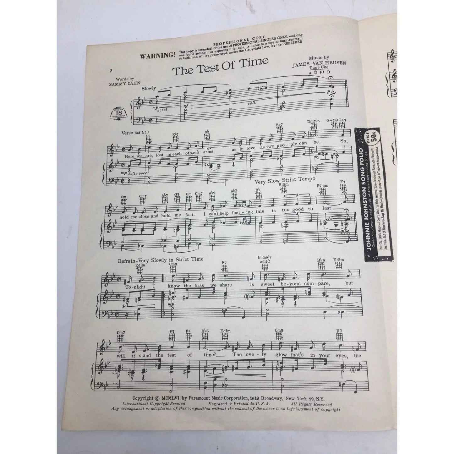 ''The Test of Time'' Vintage Sheet Music Book - A+ Stuff - SHEET MUSIC - A+ Stuff