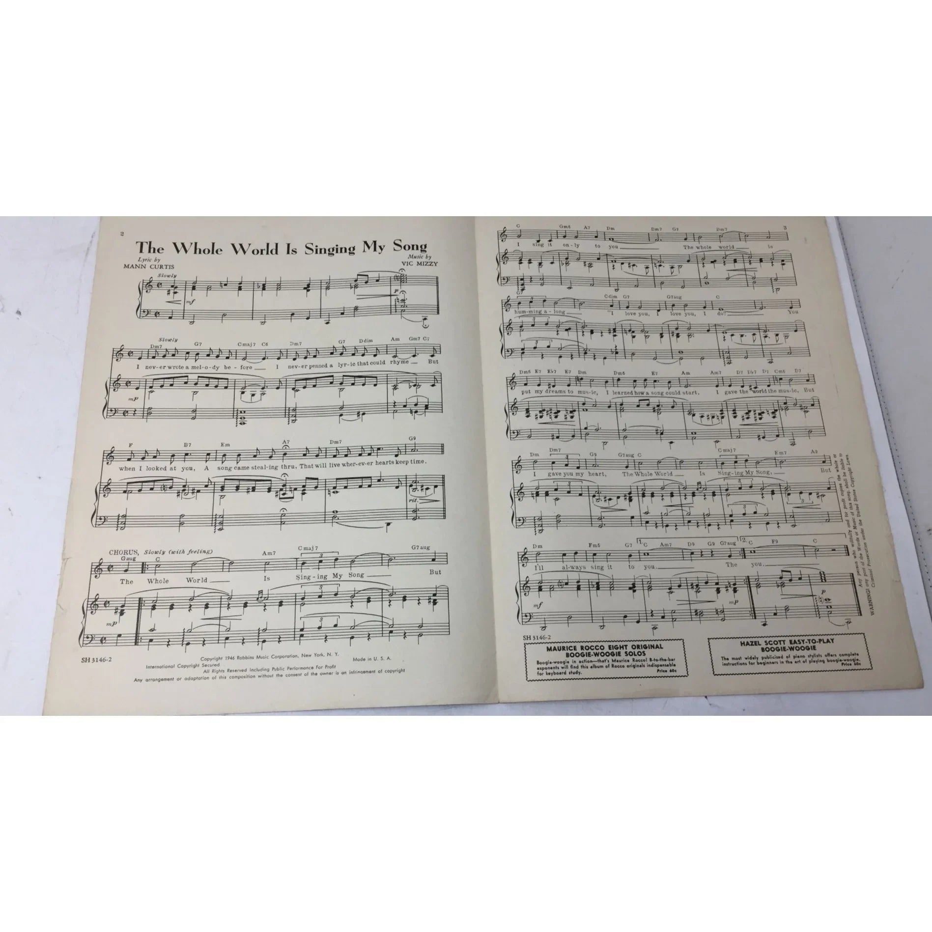 ''The Whole World Is Singing my song'' Vintage 1946 sheet music - A+ Stuff - sheet music - A+ Stuff