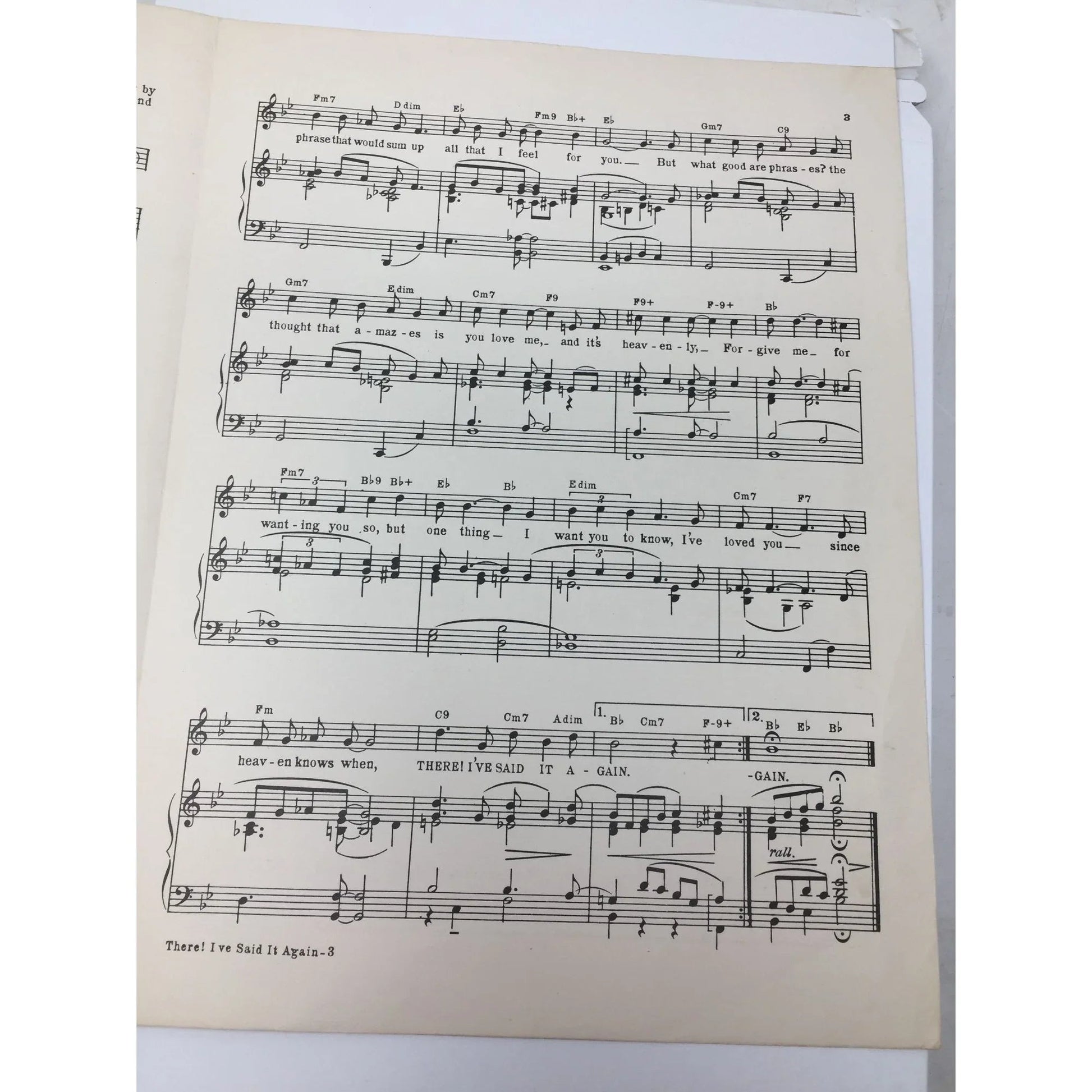 ''There, I've Said It Again'' by Redd Evans and Dave Mann - A+ Stuff - SHEET MUSIC - A+ Stuff