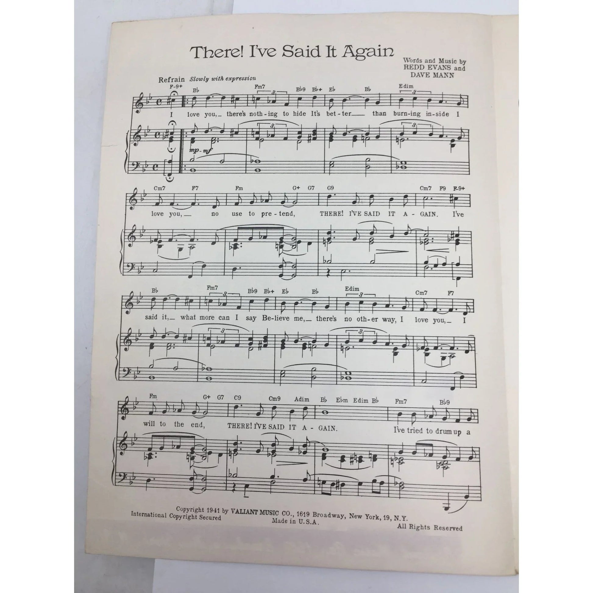 ''There, I've Said It Again'' by Redd Evans and Dave Mann - A+ Stuff - SHEET MUSIC - A+ Stuff