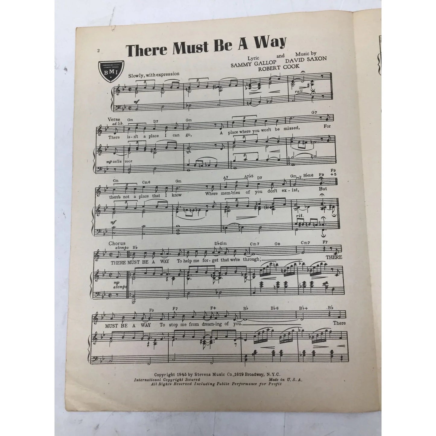 ''THERE MUST BE A WAY'' Vintage 1945 Sheet music - A+ Stuff - sheet music - A+ Stuff