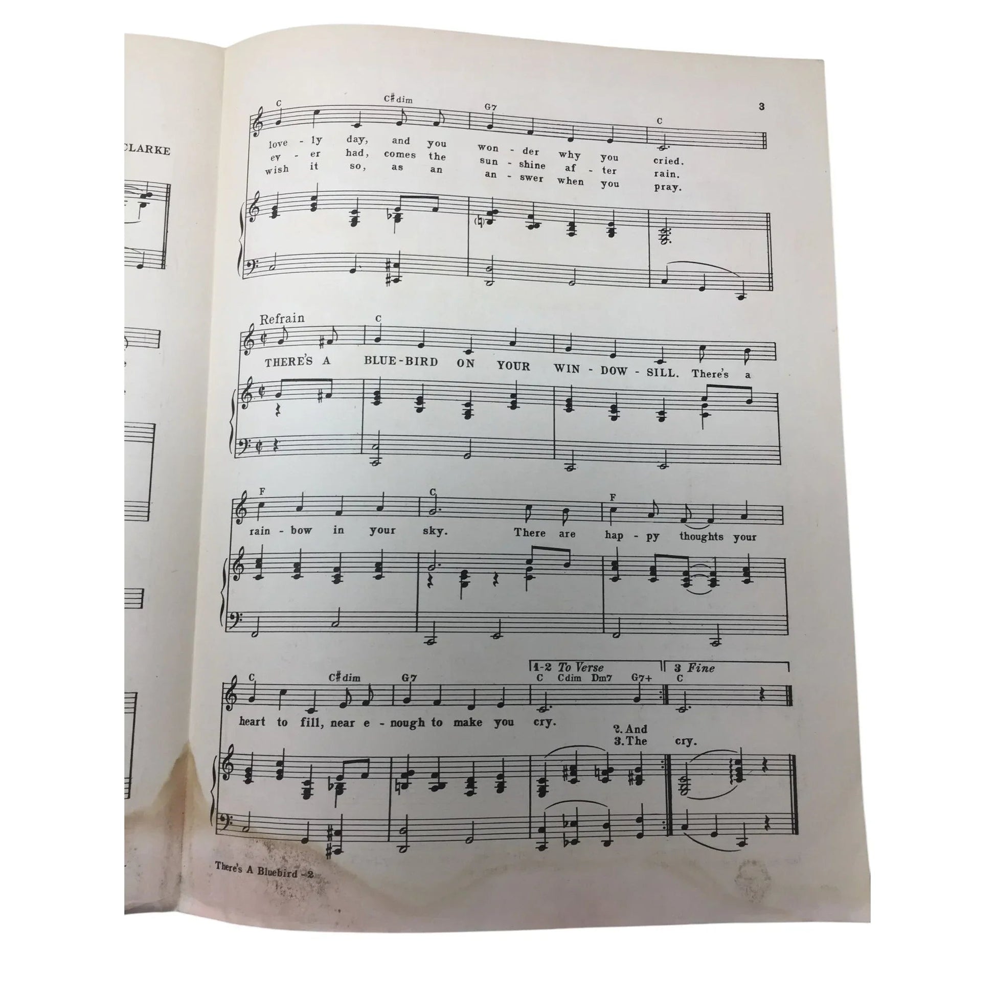 ''There's a bluebird on your windowsill'' By Elizabeth Clarke - A+ Stuff - sheet music - A+ Stuff