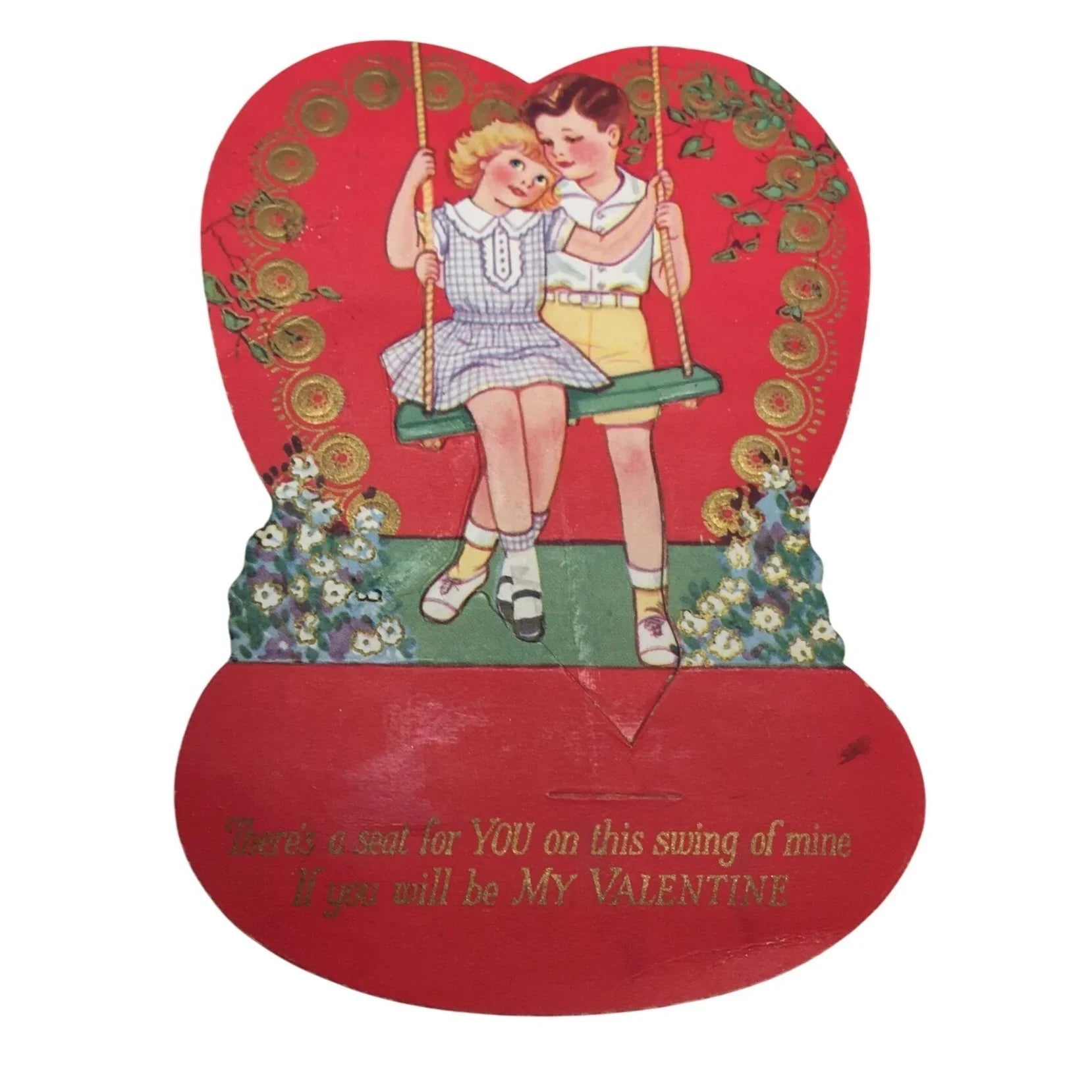 ''There's a seat for you on this swing of mine'' Valentine's Day Card - A+ Stuff - Collectibles - A+ Stuff
