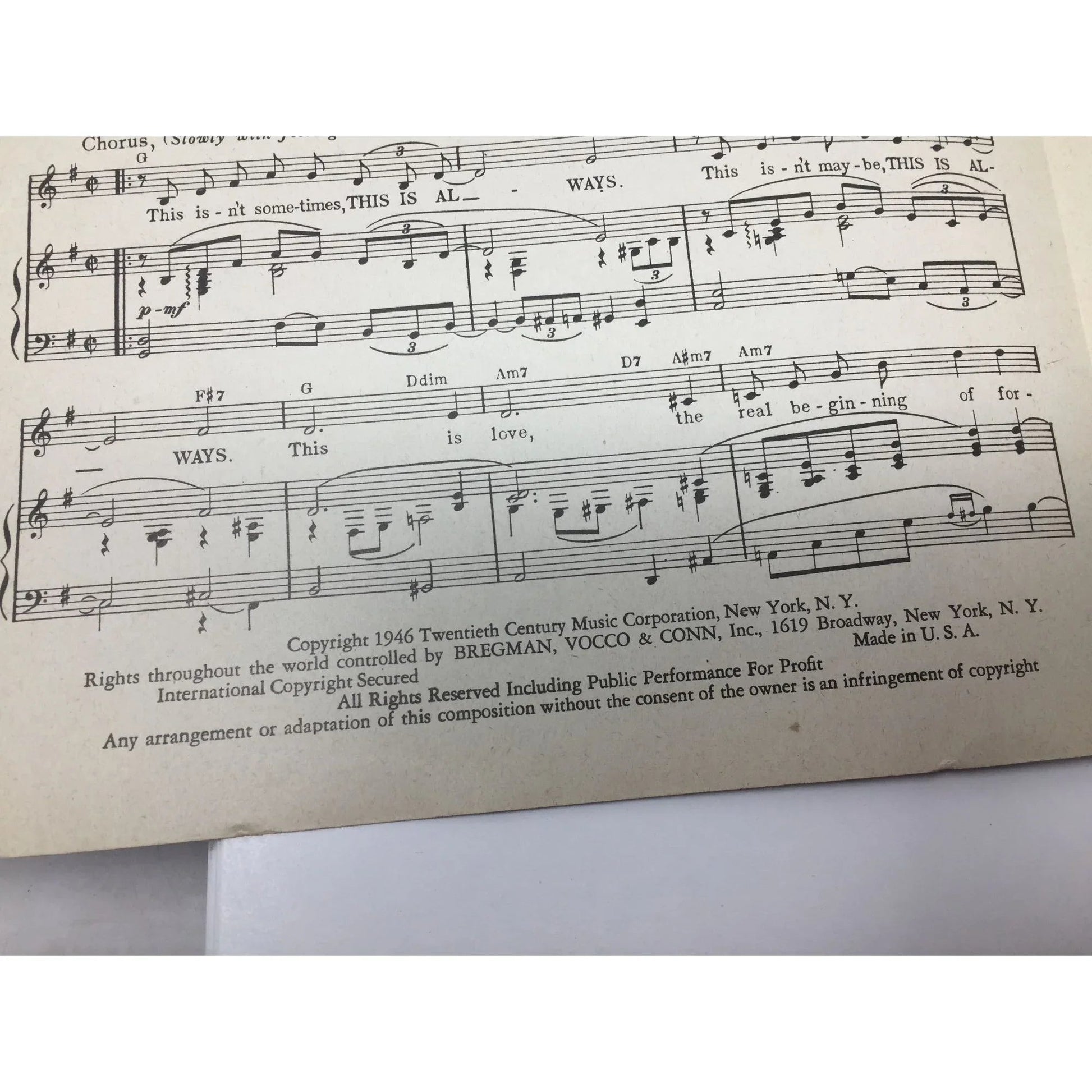 THIS IS ALWAYS Sheet Music by Mack Gordon and Harry Warren - A+ Stuff - SHEET MUSIC - A+ Stuff