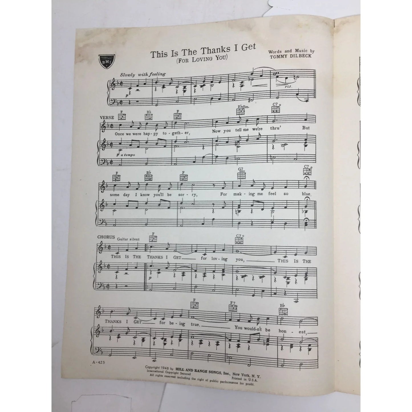 ''This Is The Thanks I Get (For loving you)'' by Tommy Dilbeck - A+ Stuff - SHEET MUSIC - A+ Stuff