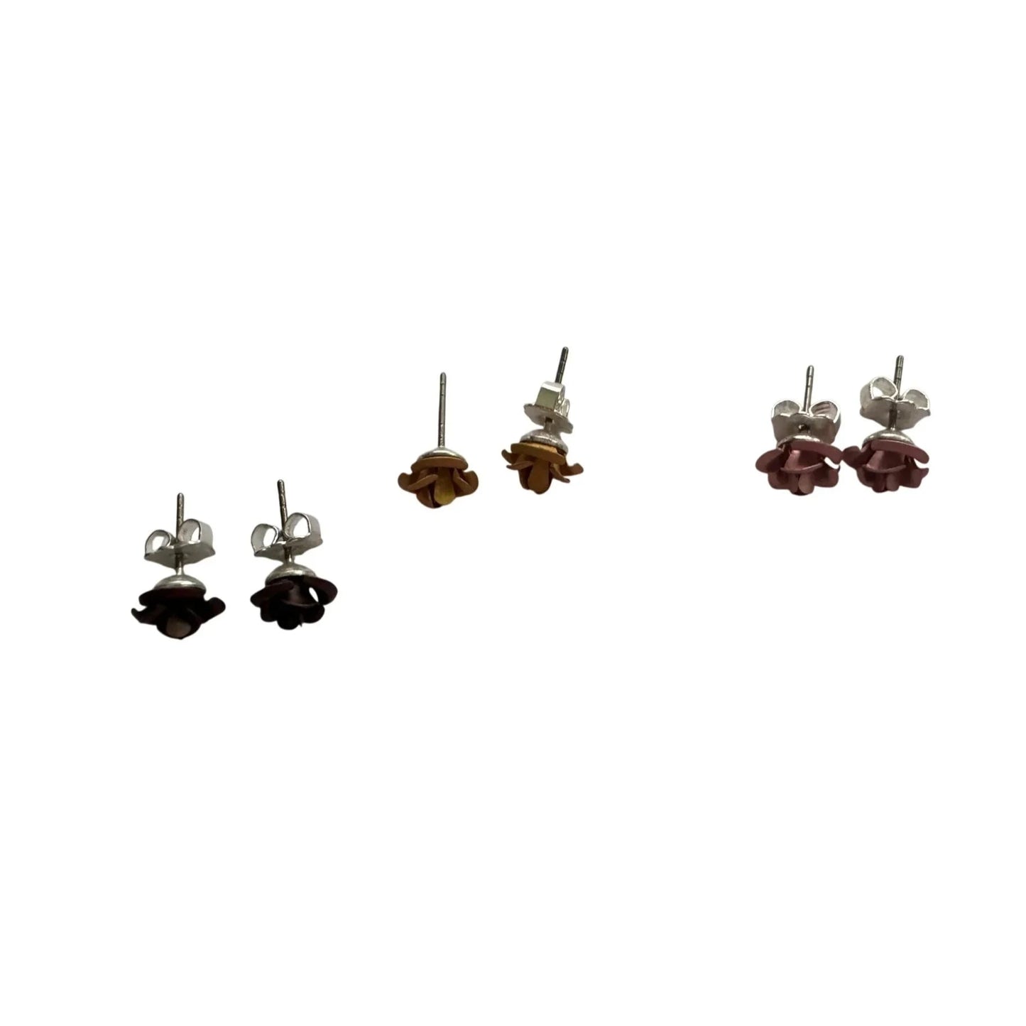 Three Pairs of Women's Rose Flower Stud Earrings with Backings on them - A+ Stuff - earrings - A+ Stuff