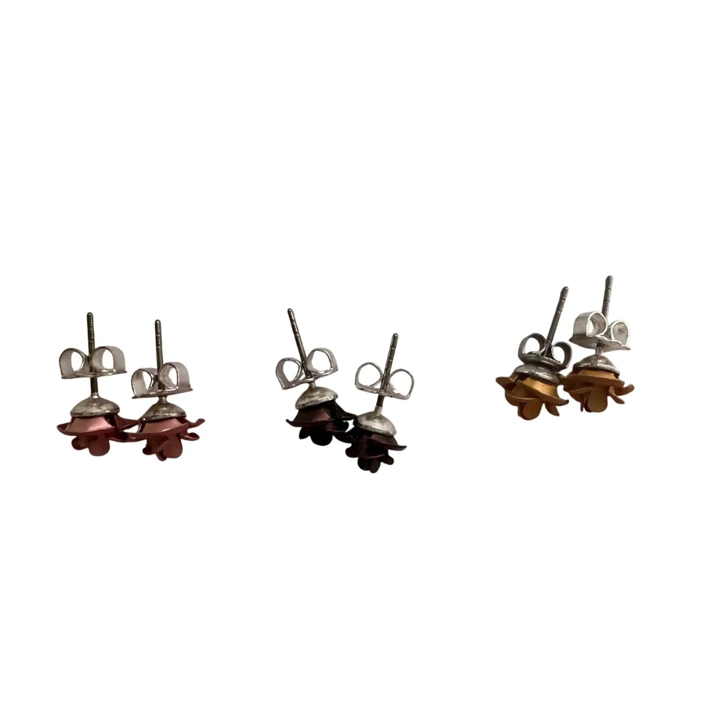 Three Pairs of Women's Rose Flower Stud Earrings with Backings on them - A+ Stuff - earrings - A+ Stuff