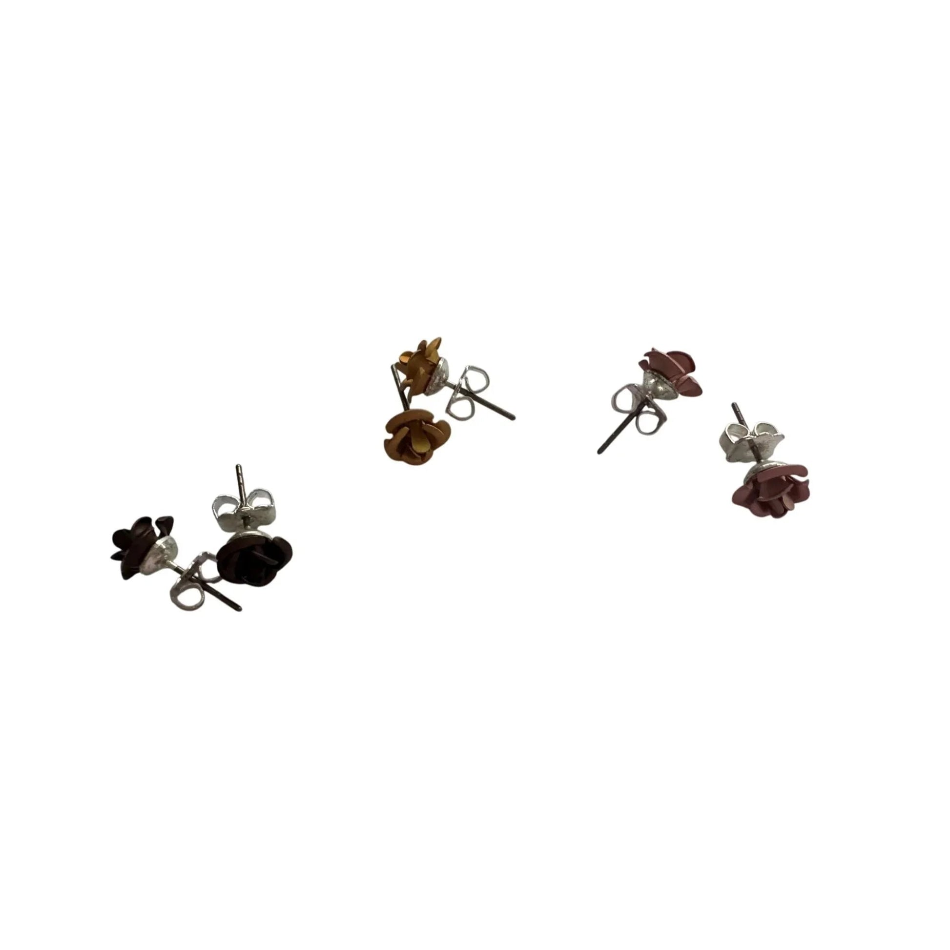 Three Pairs of Women's Rose Flower Stud Earrings with Backings on them - A+ Stuff - earrings - A+ Stuff