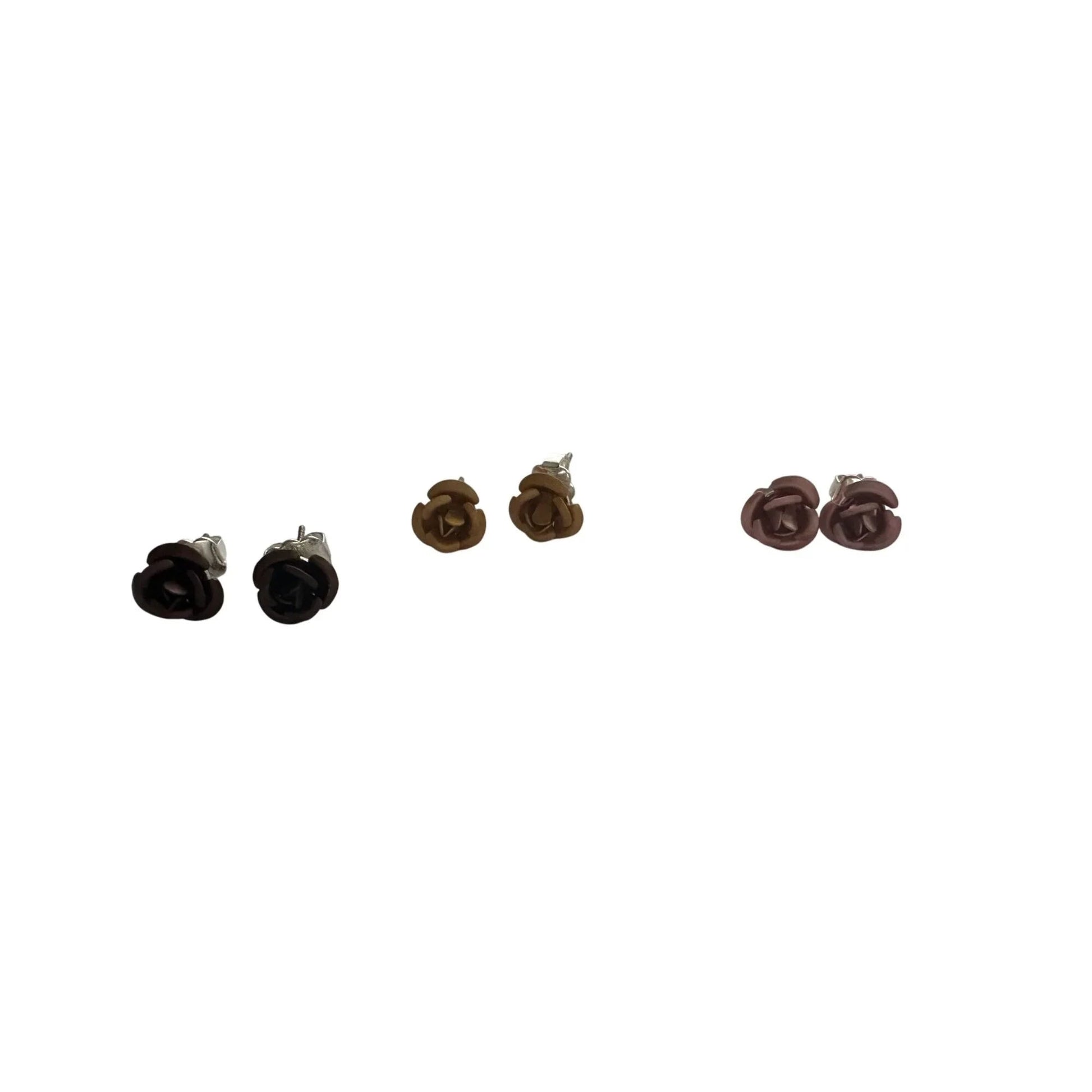 Three Pairs of Women's Rose Flower Stud Earrings with Backings on them - A+ Stuff - earrings - A+ Stuff