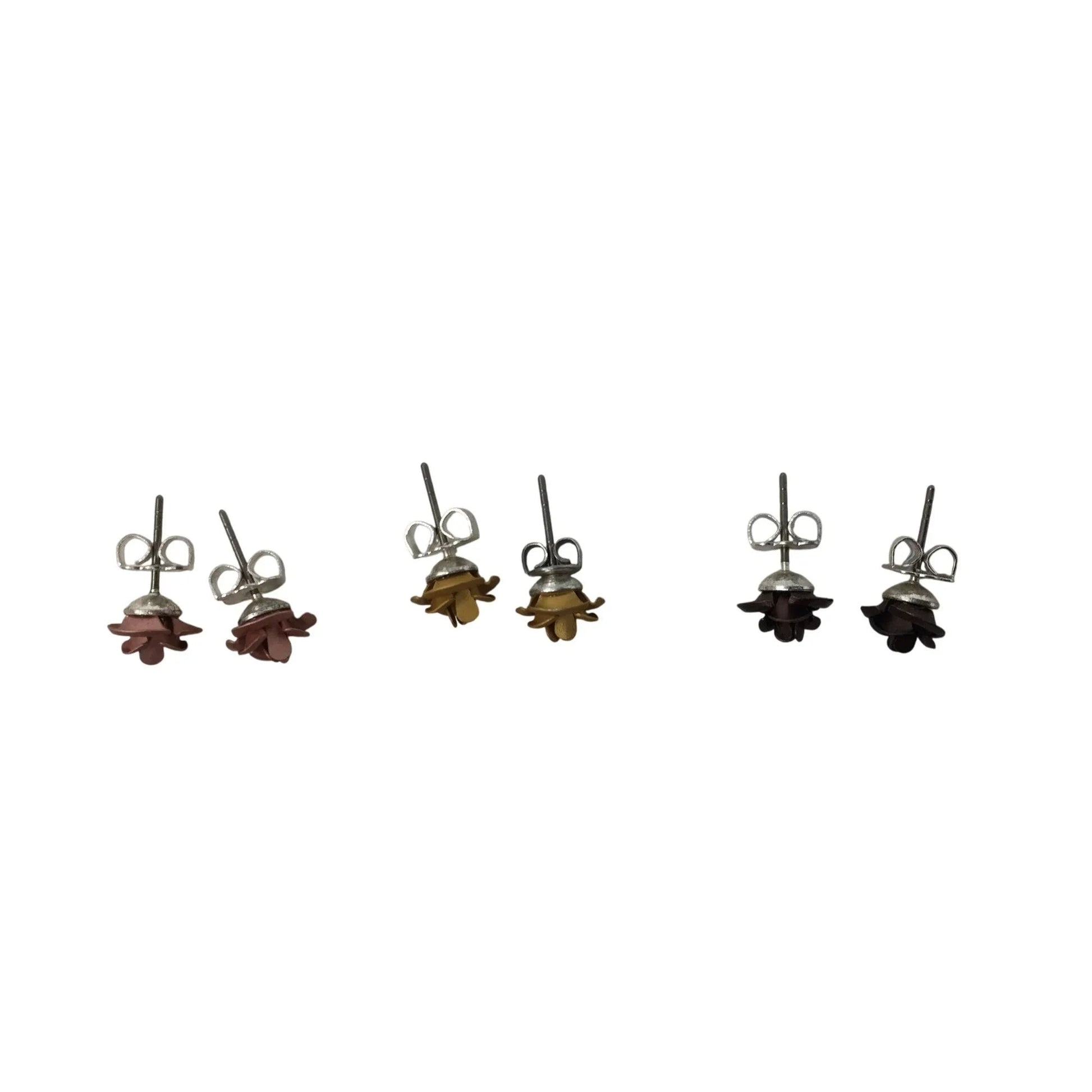 Three Pairs of Women's Rose Flower Stud Earrings with Backings on them - A+ Stuff - earrings - A+ Stuff